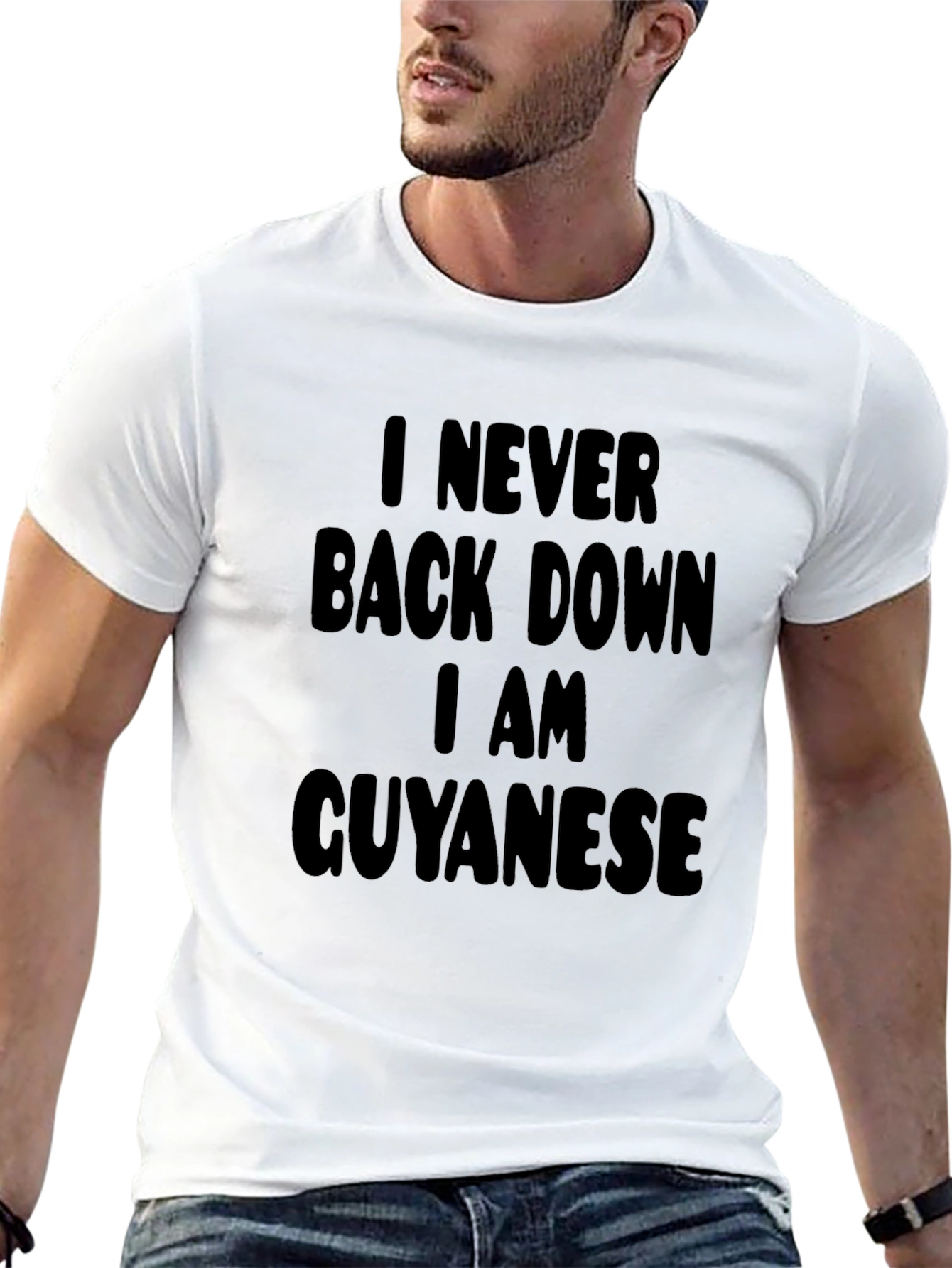 I Never Back Down Guyanese Black T-Shirt