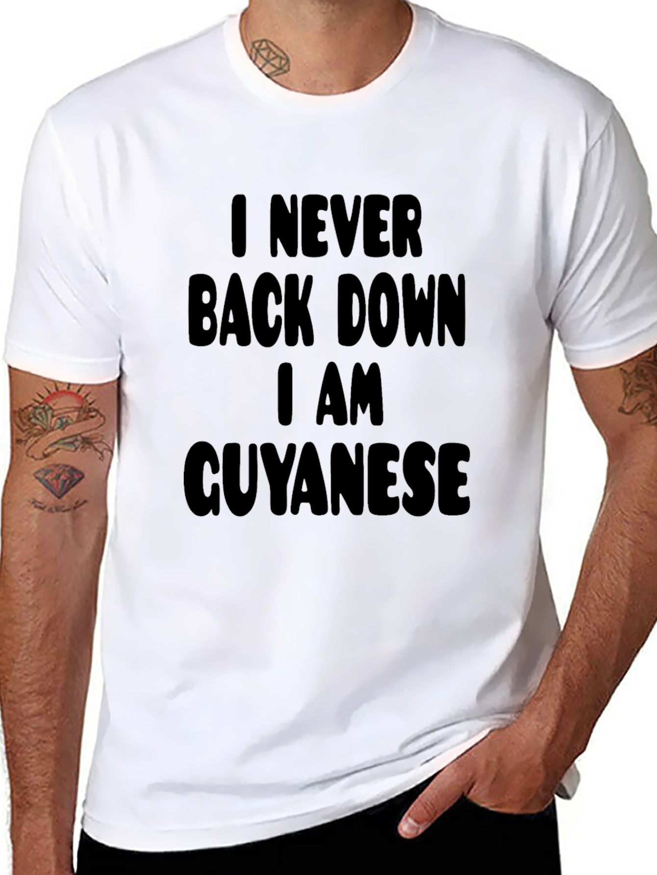 I Never Back Down Guyanese Black T-Shirt