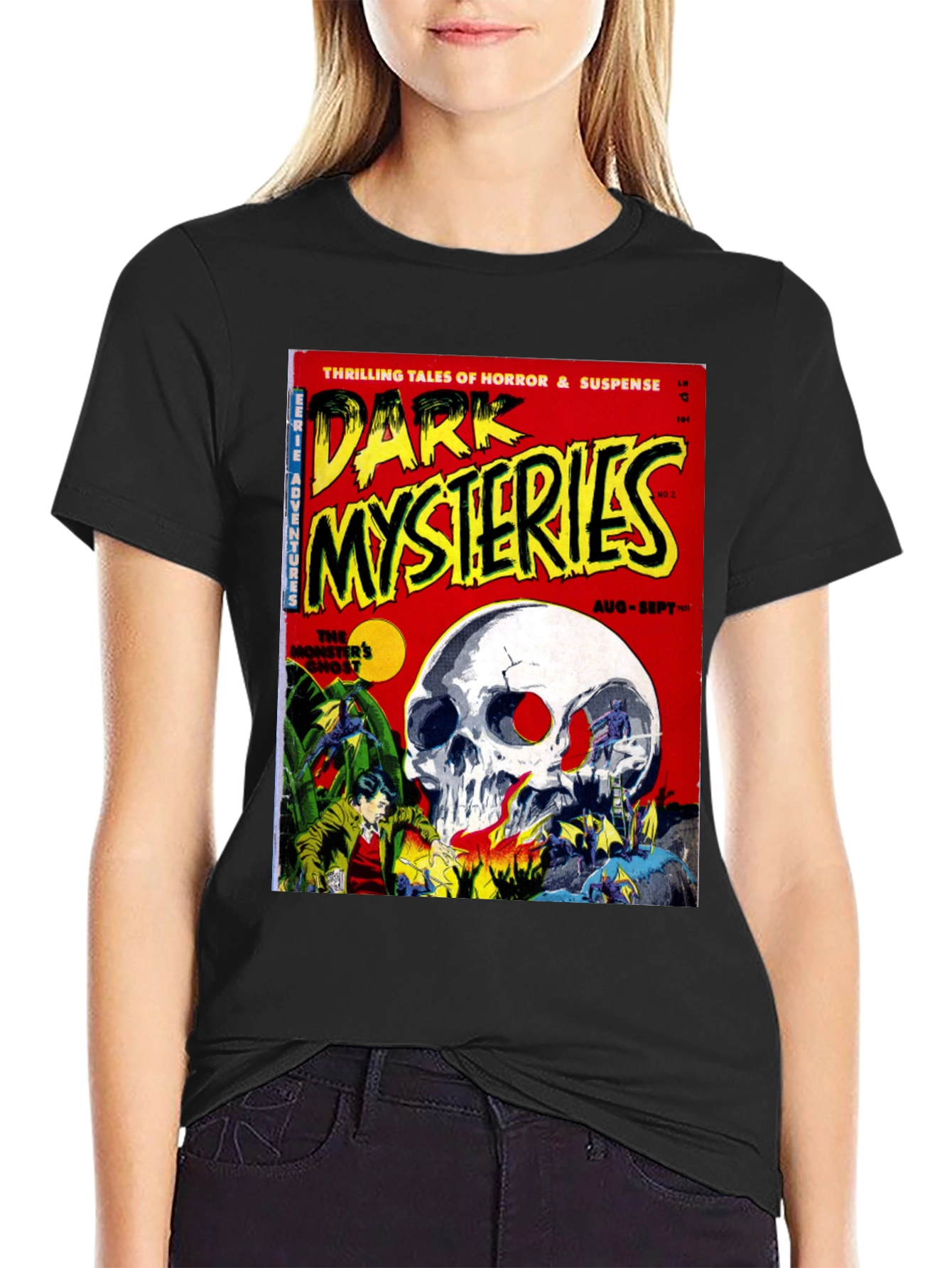 Dark Mysteries Comic Book Cover Graphic T-Shirt