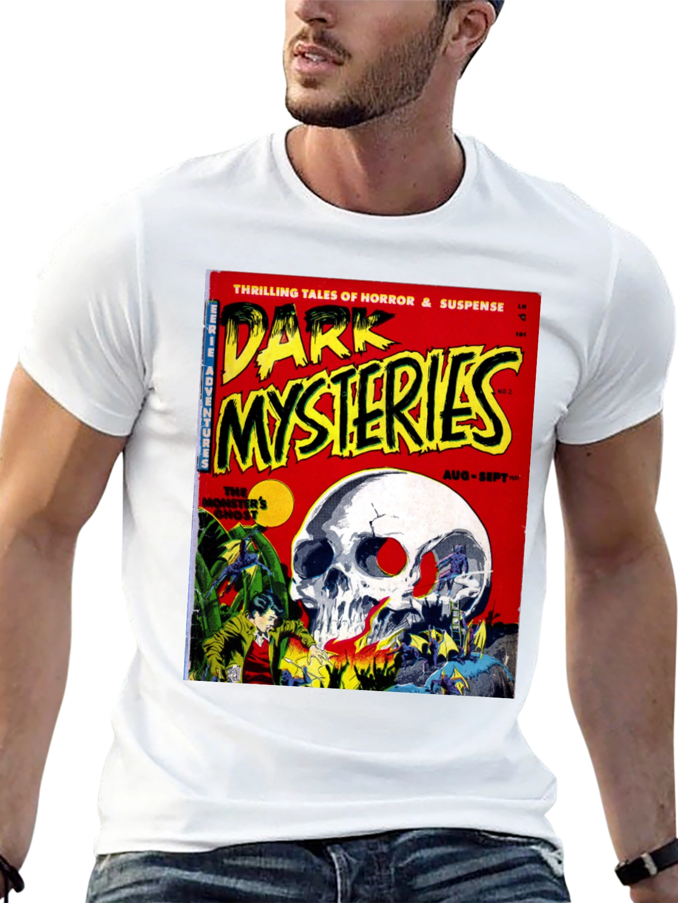 Dark Mysteries Comic Book Cover Graphic T-Shirt