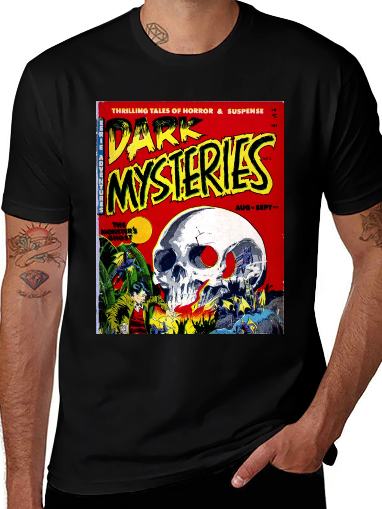 Dark Mysteries Comic Book Cover Graphic T-Shirt