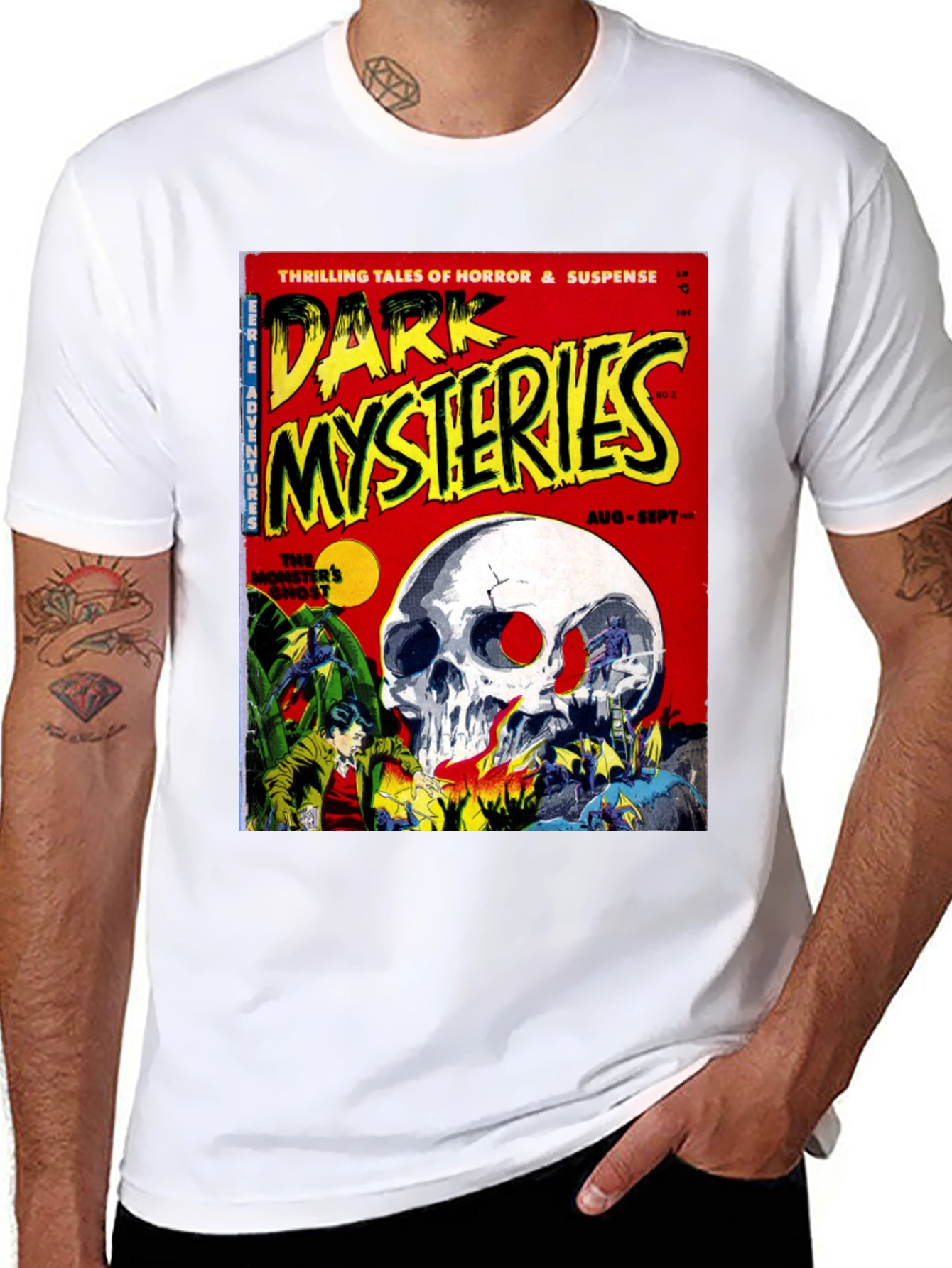 Dark Mysteries Comic Book Cover Graphic T-Shirt
