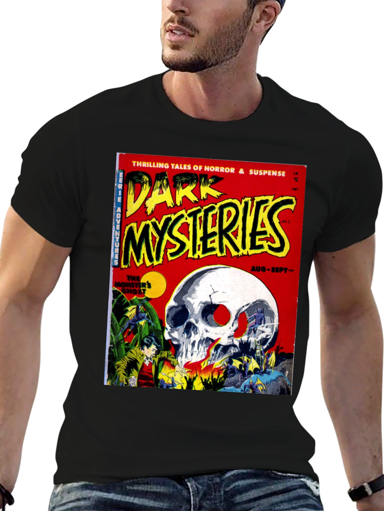 Dark Mysteries Comic Book Cover Graphic T-Shirt