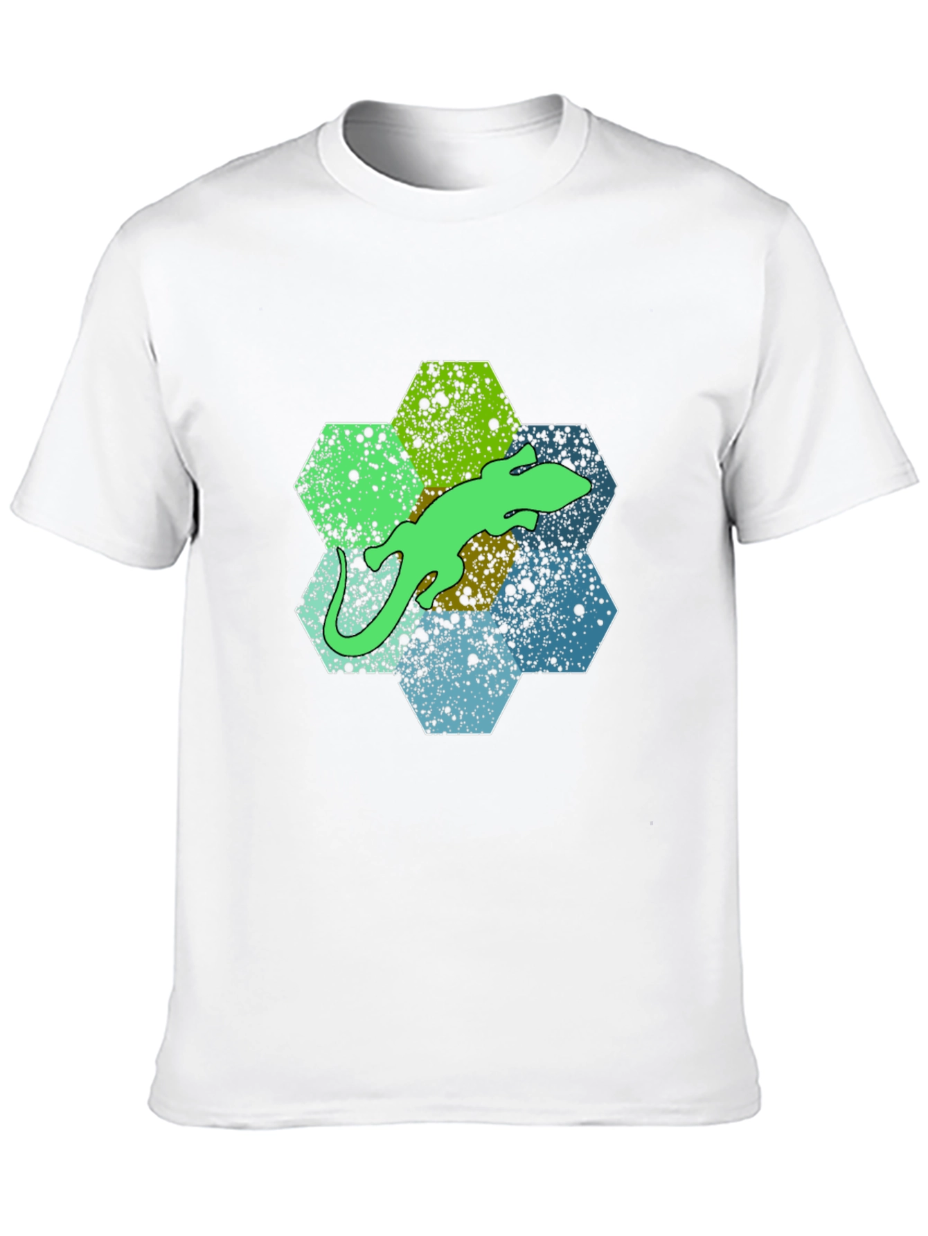 Hexagon Lizard Graphic Tee - Stylish Mens Black T-Shirt