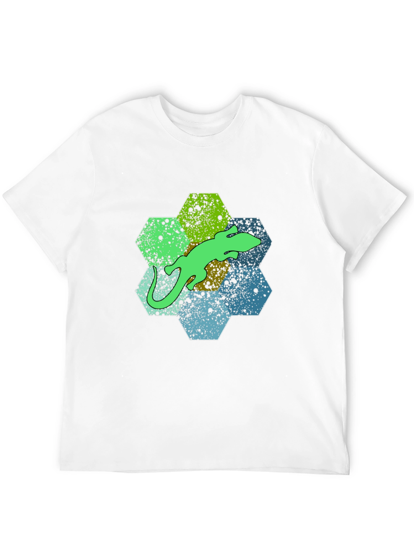 Hexagon Lizard Graphic Tee - Stylish Mens Black T-Shirt