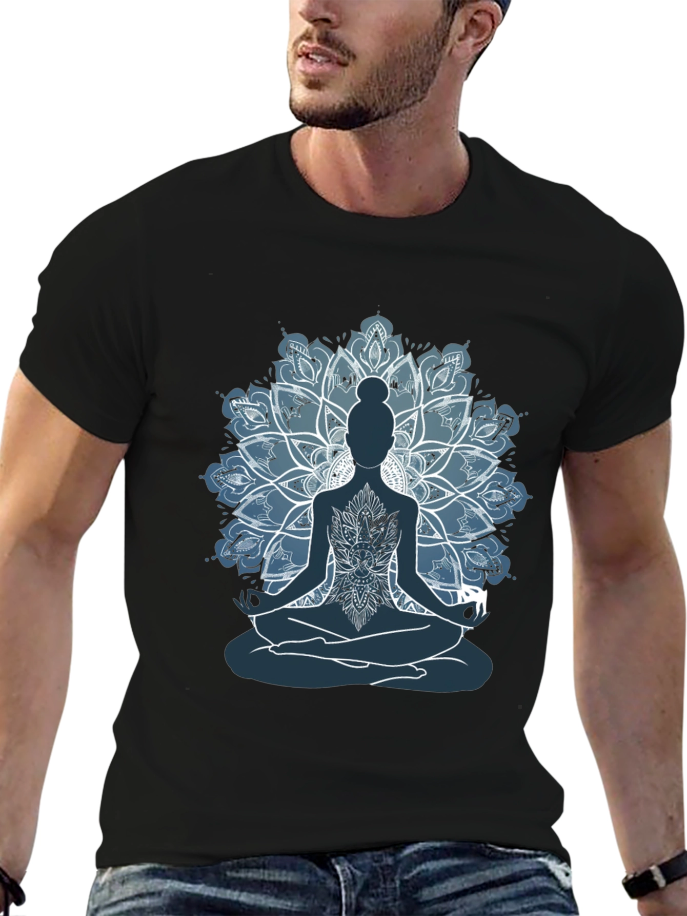 Mens Yoga Mandala Graphic Tee - Meditate in Style!
