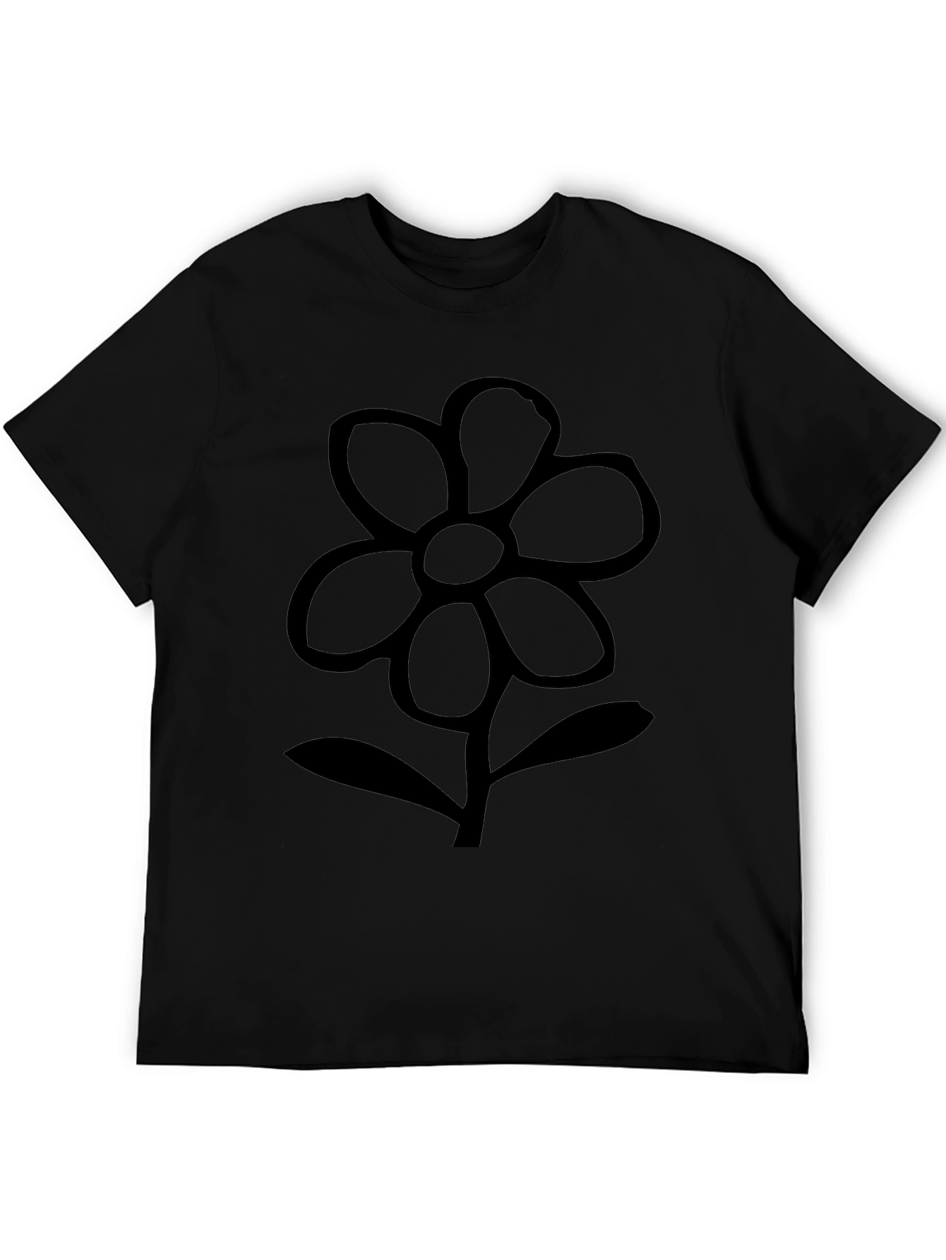 Black Flower Graphic Tee - Casual Comfort