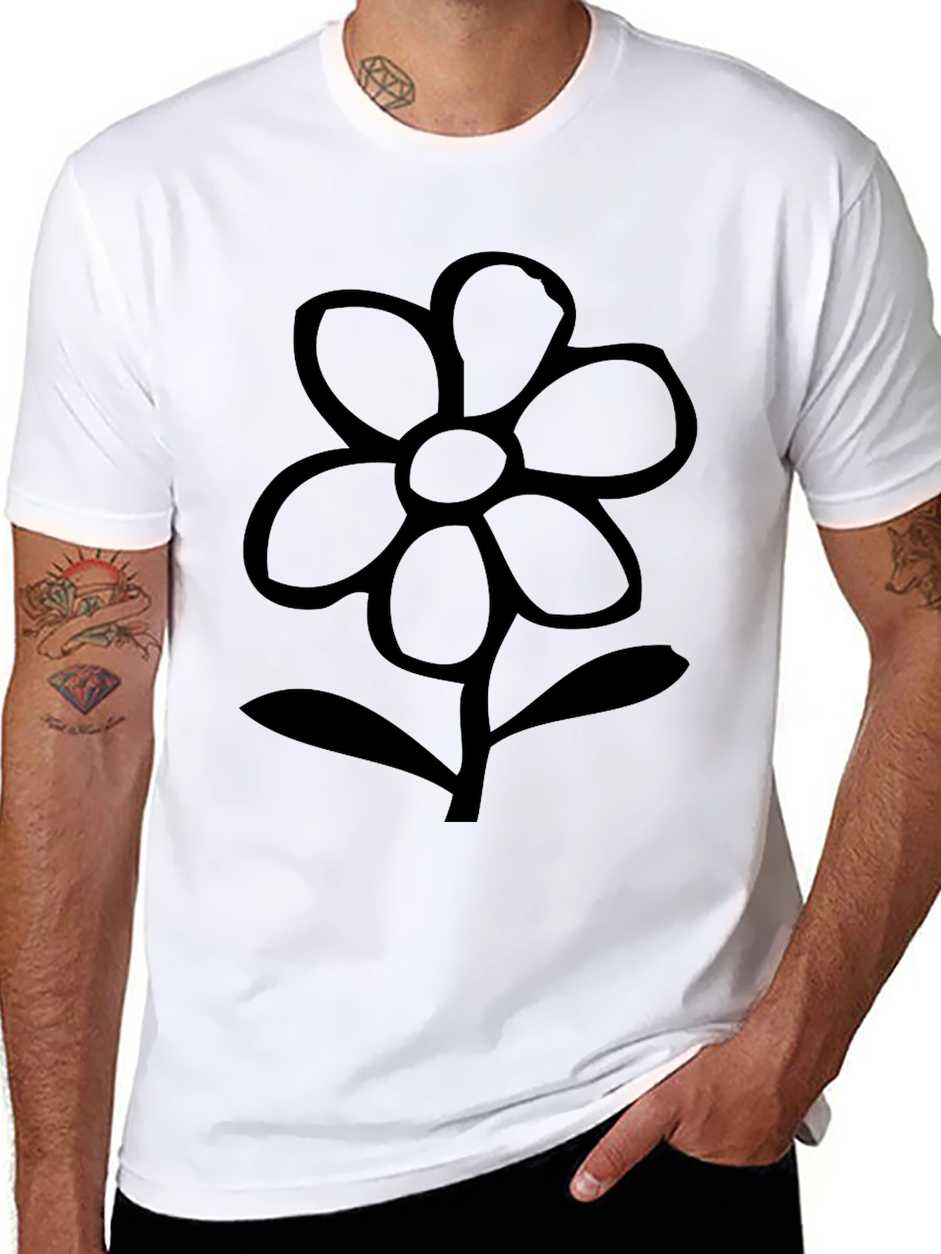 Black Flower Graphic Tee - Casual Comfort