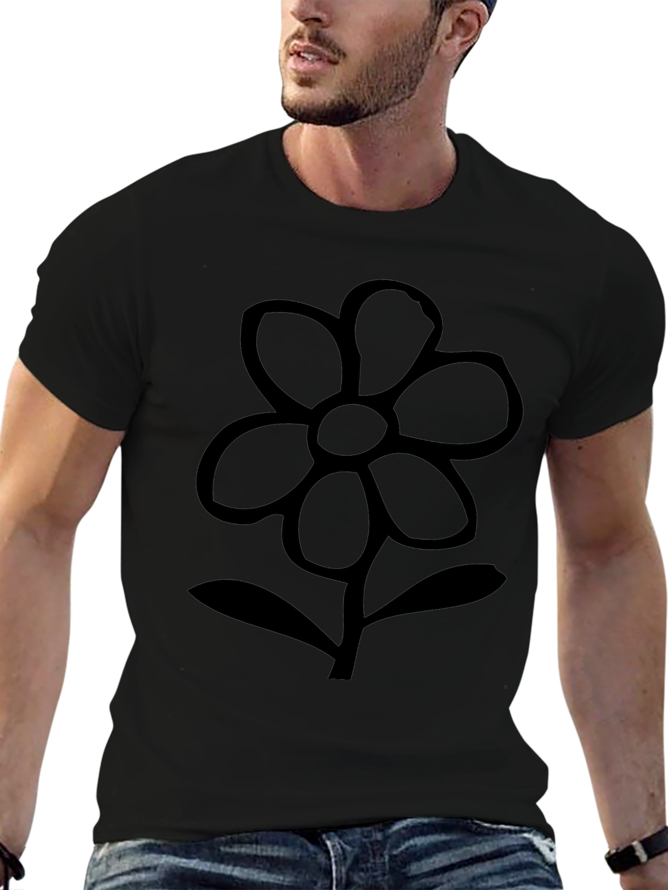 Black Flower Graphic Tee - Casual Comfort