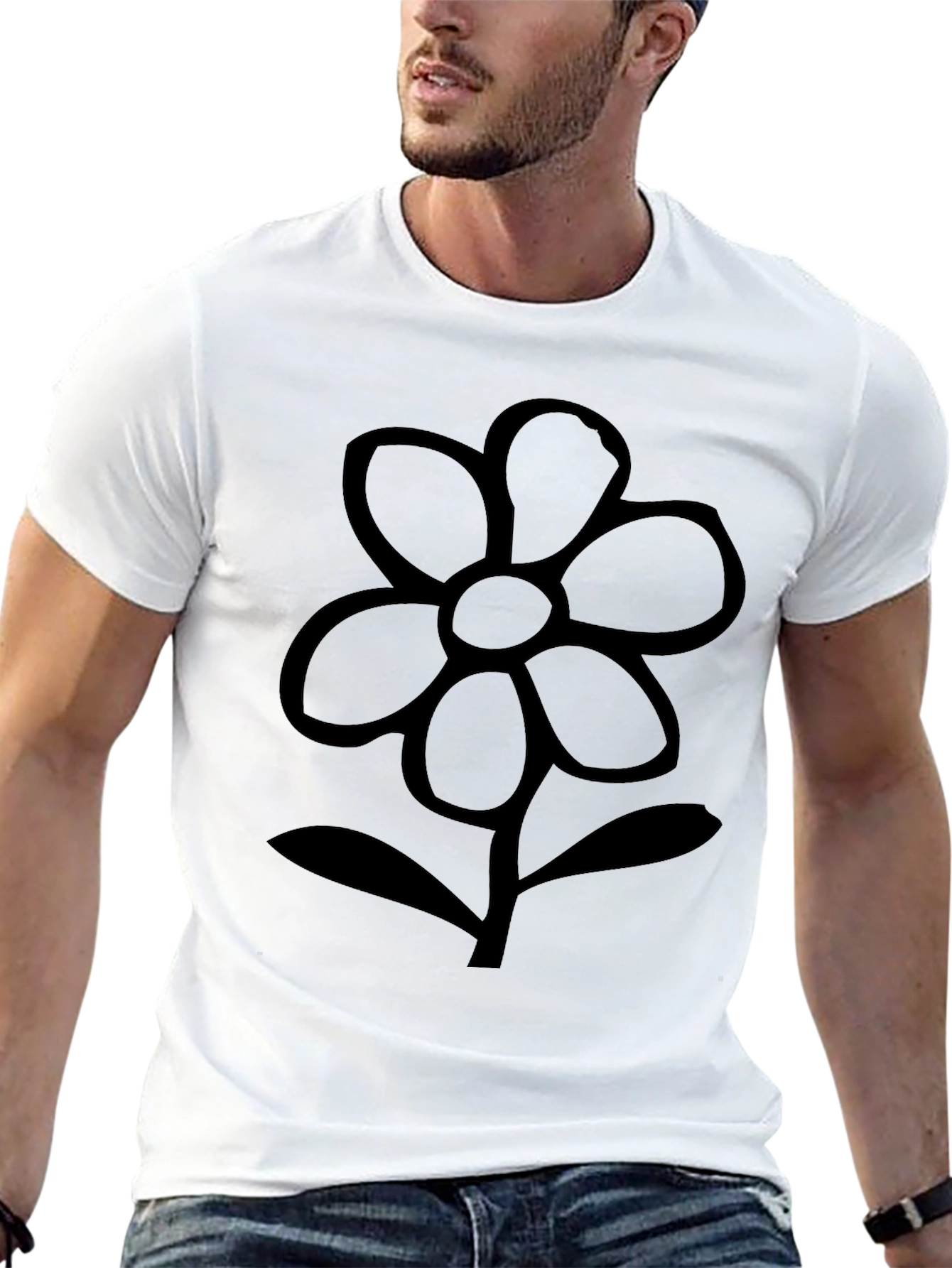 Black Flower Graphic Tee - Casual Comfort