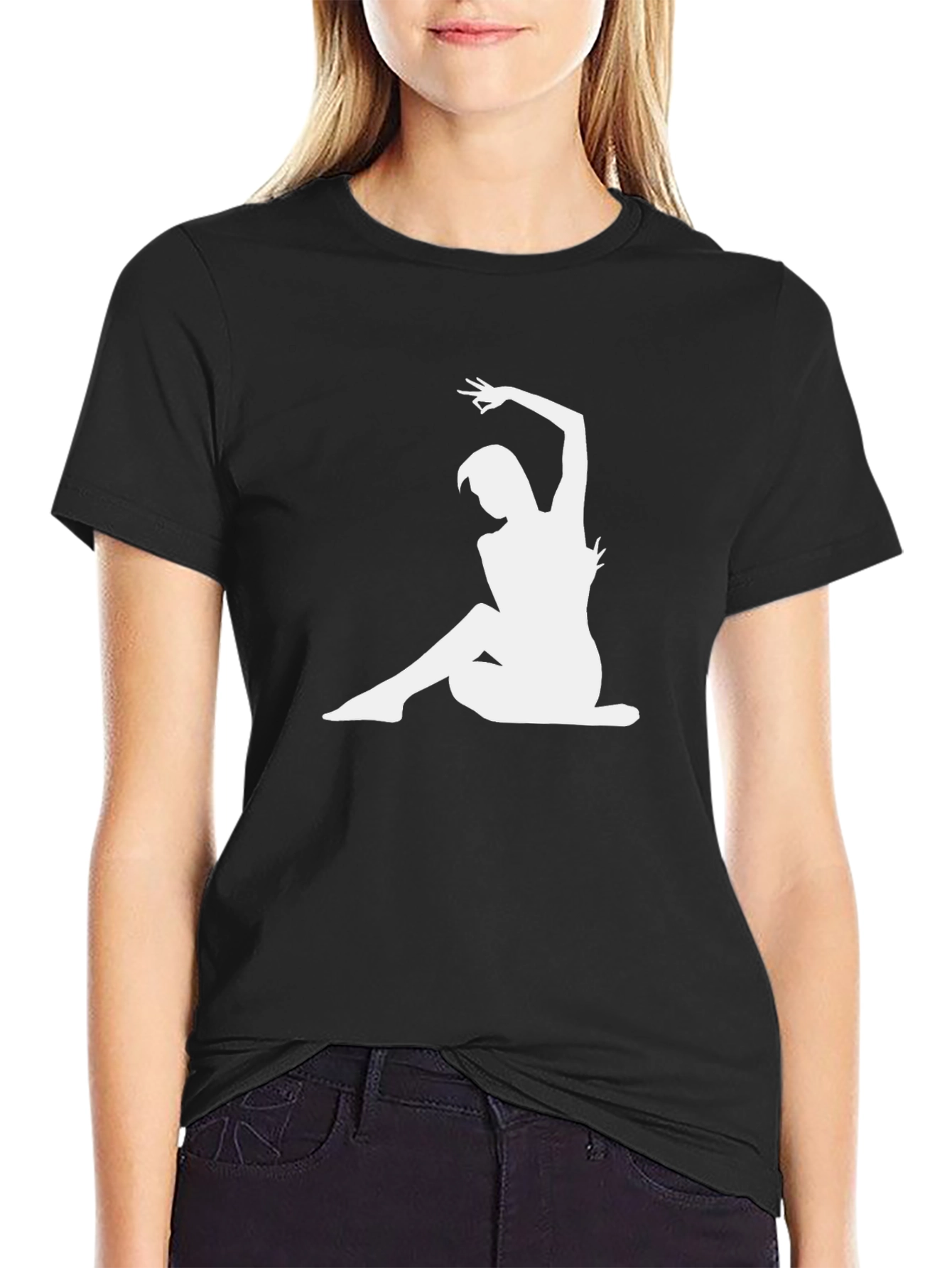 Black T-Shirt with White Silhouette Graphic