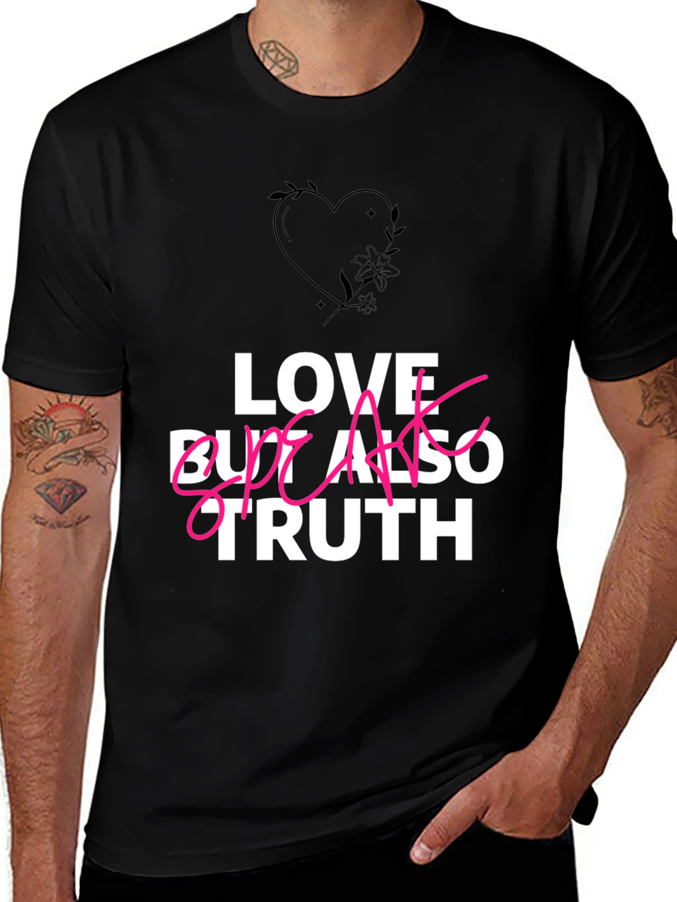 Love Speak Truth T-Shirt - Black Casual Tee