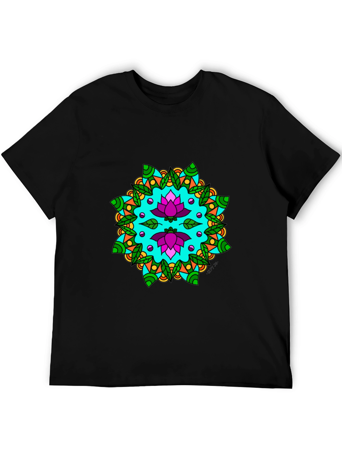 Lotus Mandala Graphic Tee - Black
