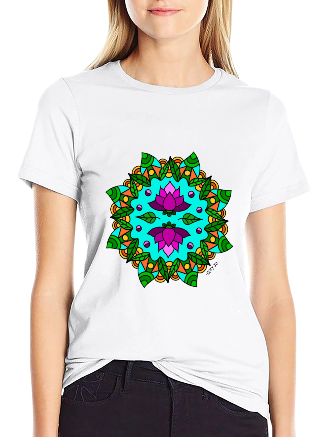 Lotus Mandala Graphic Tee - Black