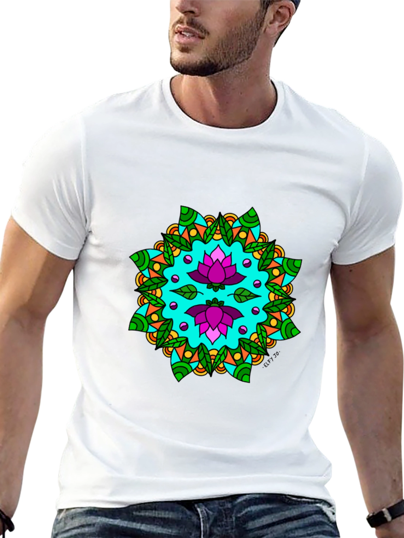 Lotus Mandala Graphic Tee - Black