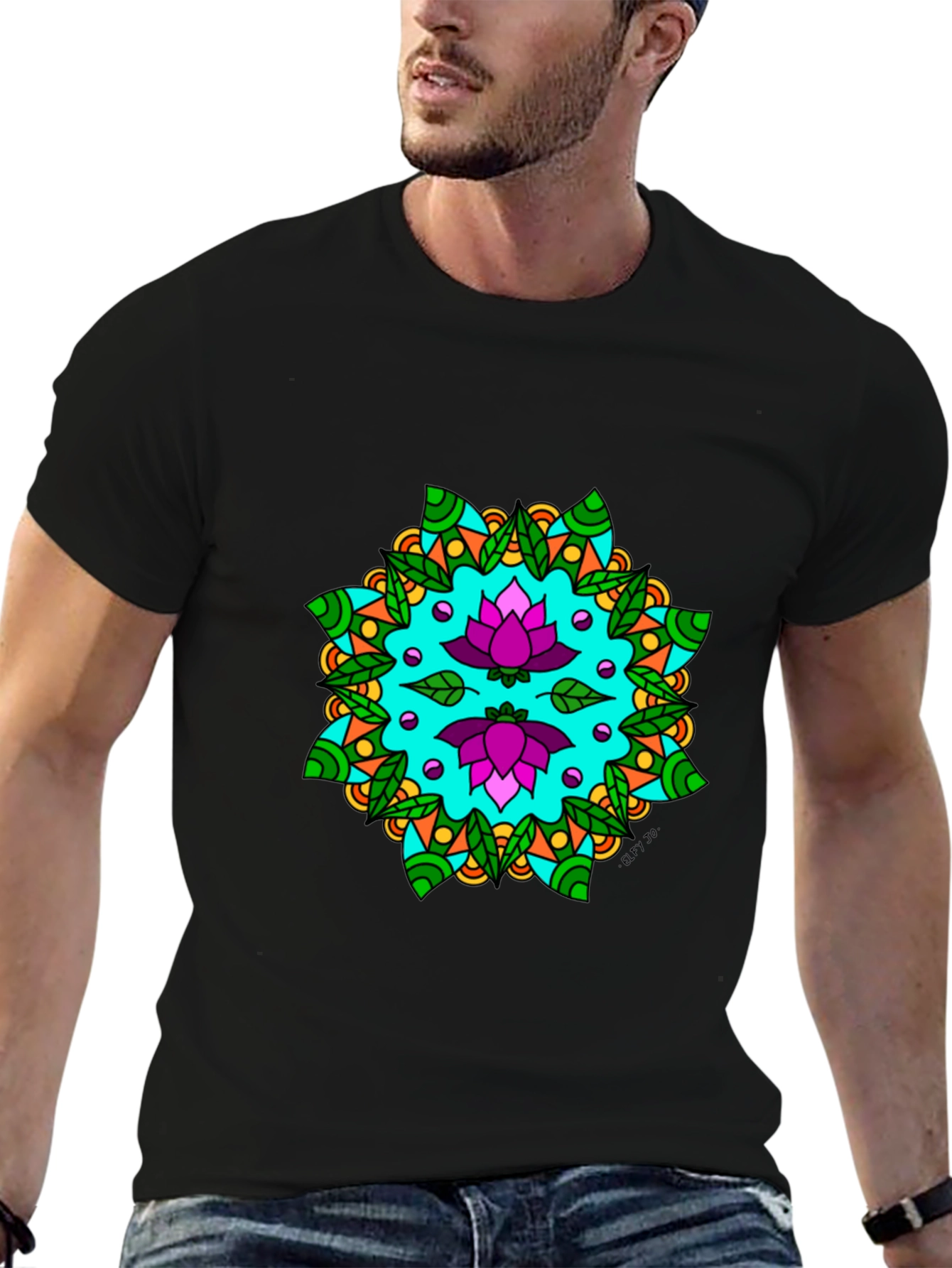 Lotus Mandala Graphic Tee - Black