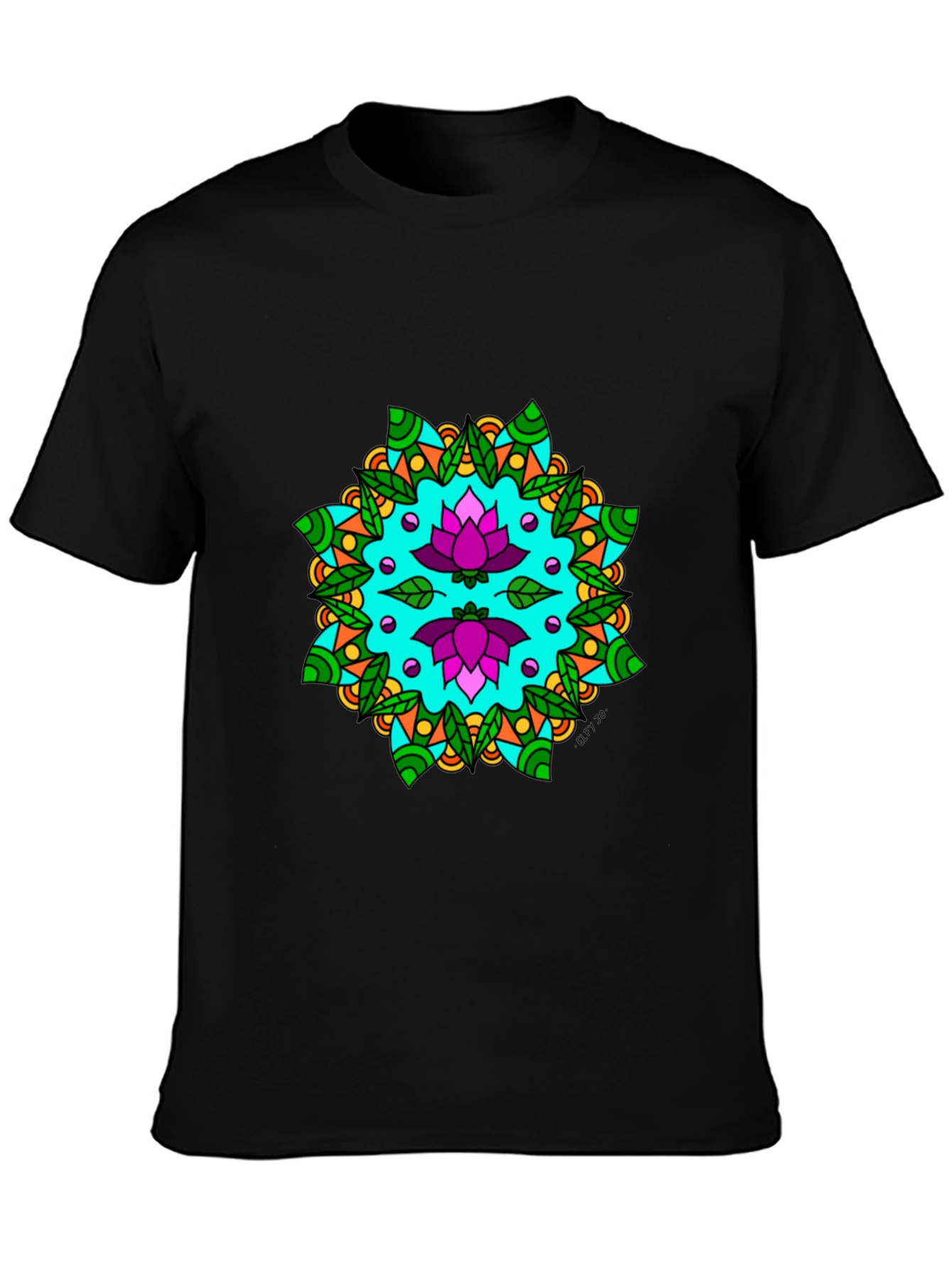 Lotus Mandala Graphic Tee - Black