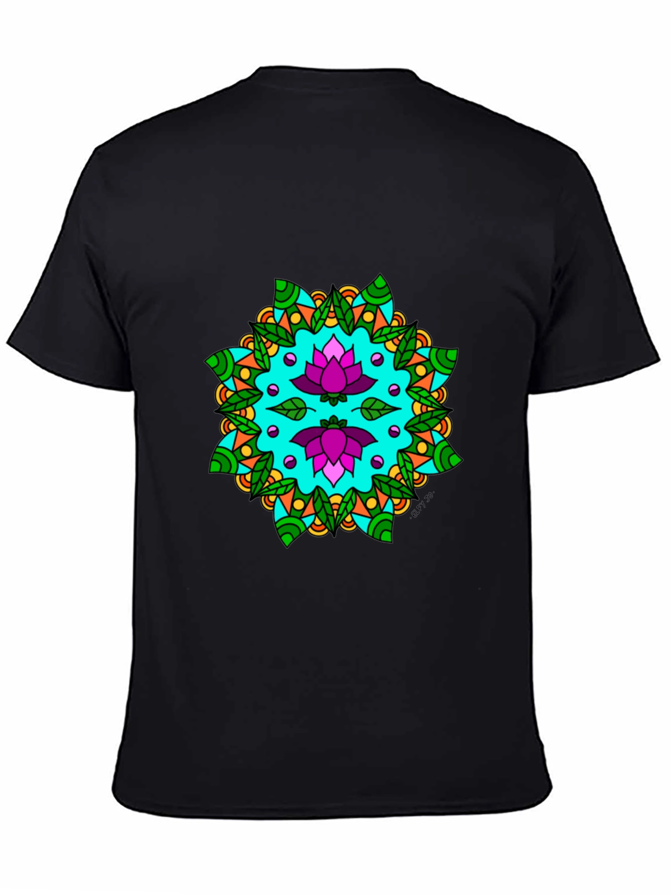 Lotus Mandala Graphic Tee - Black