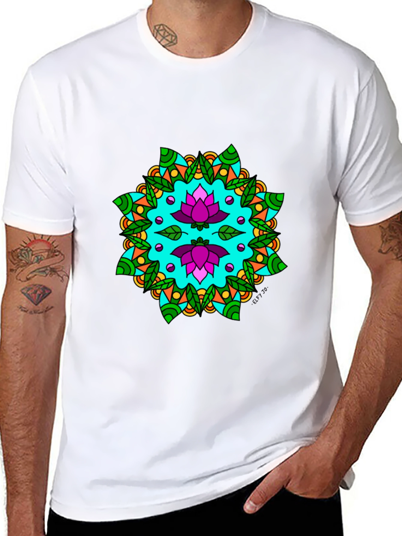 Lotus Mandala Graphic Tee - Black