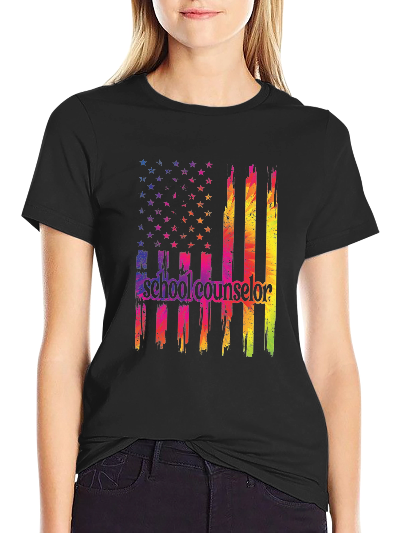 School Counselor American Flag T-Shirt