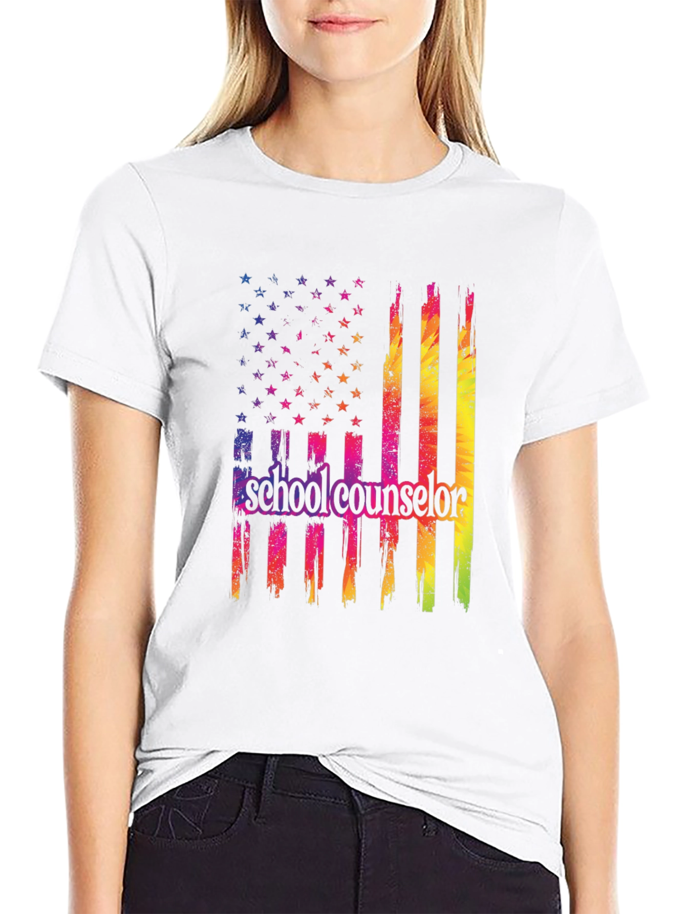 School Counselor American Flag T-Shirt