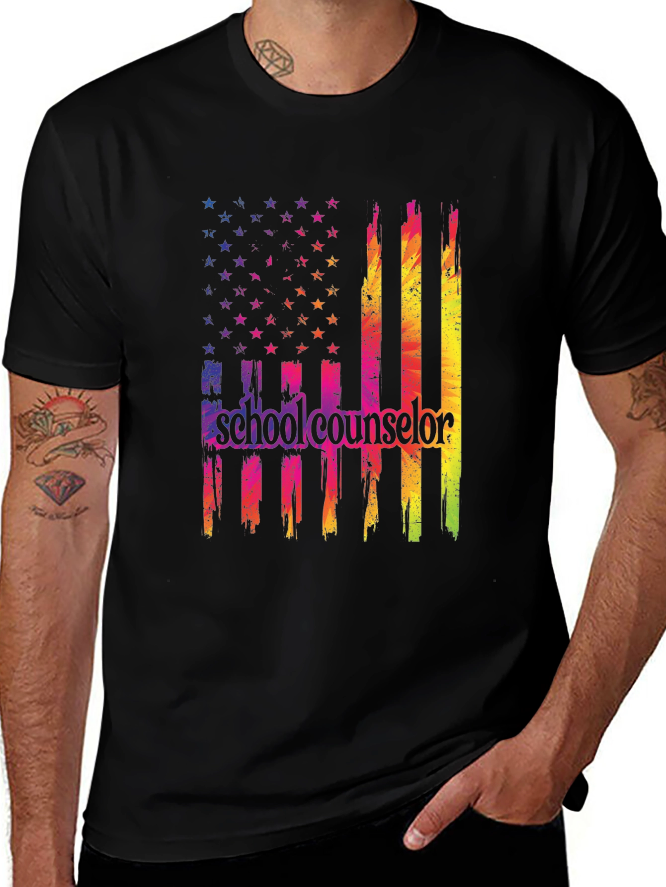 School Counselor American Flag T-Shirt