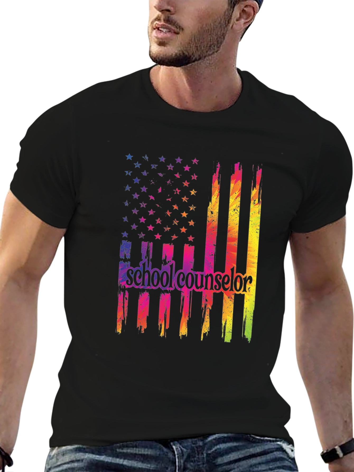 School Counselor American Flag T-Shirt