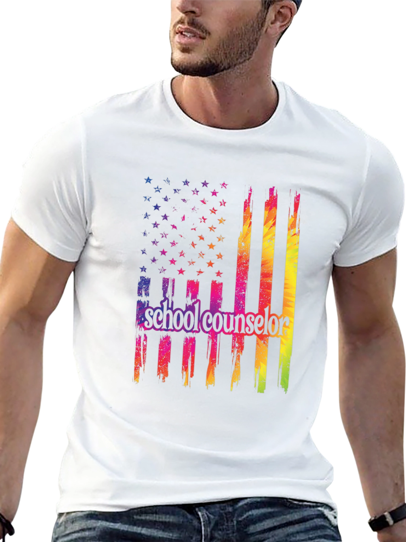 School Counselor American Flag T-Shirt