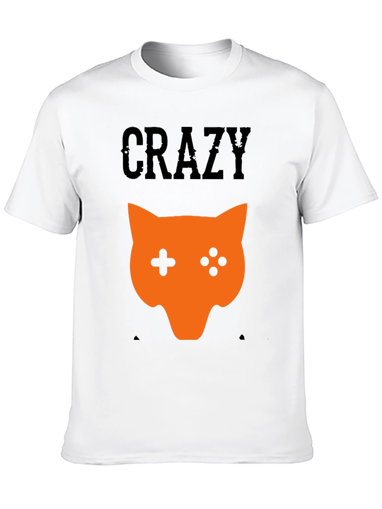 Crazy Gamer Cat Graphic Tee - Black