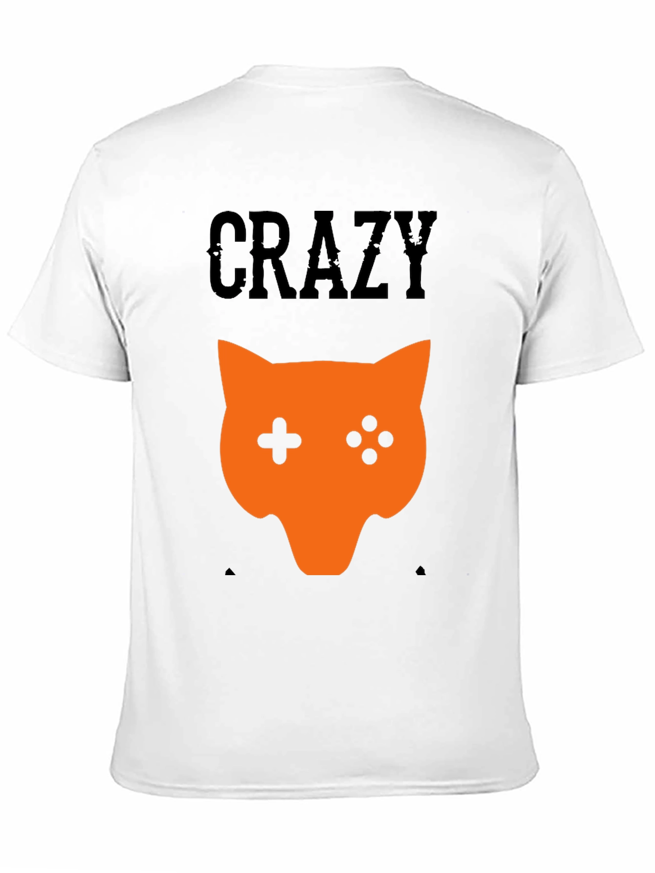 Crazy Gamer Cat Graphic Tee - Black