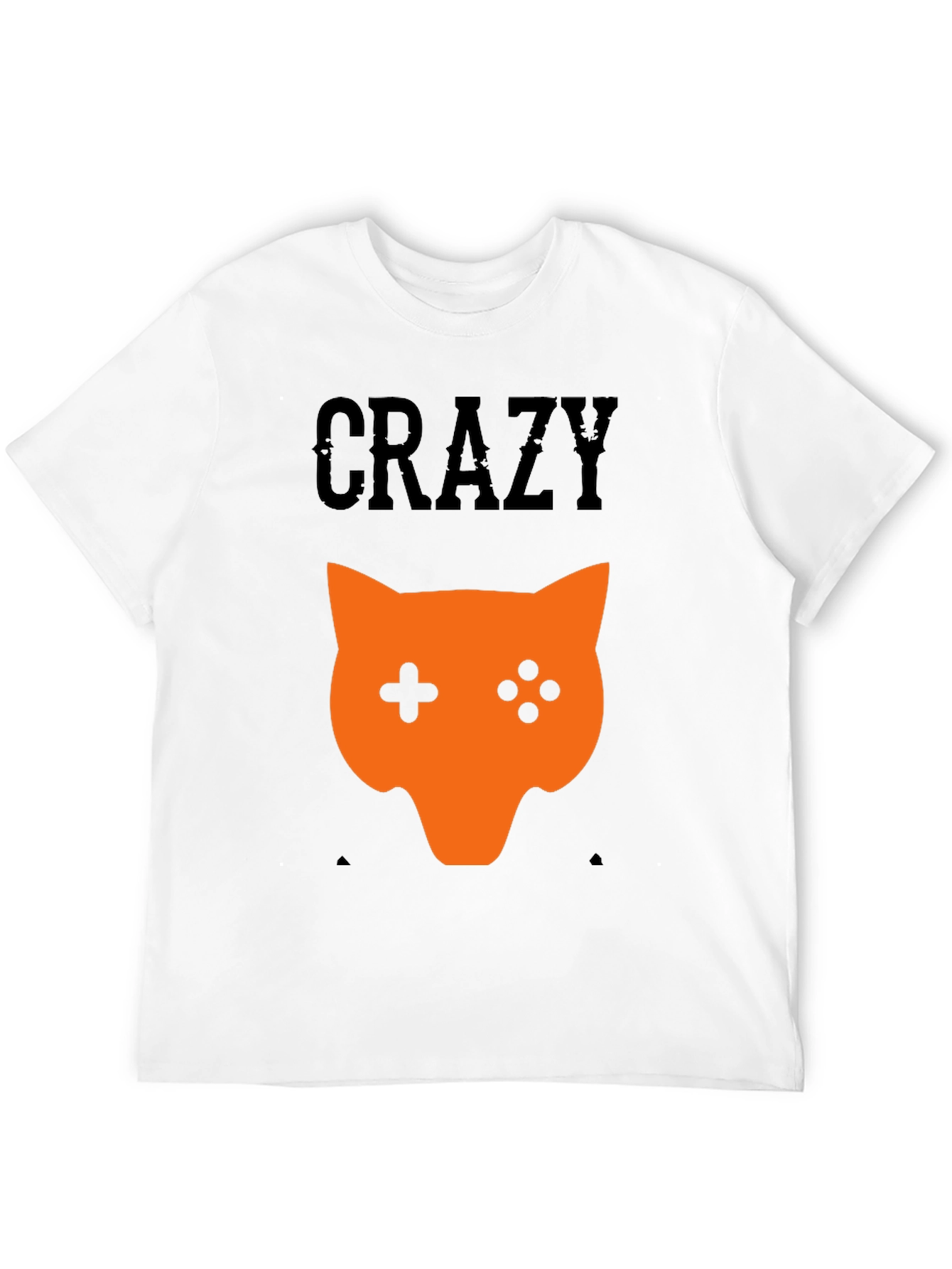 Crazy Gamer Cat Graphic Tee - Black