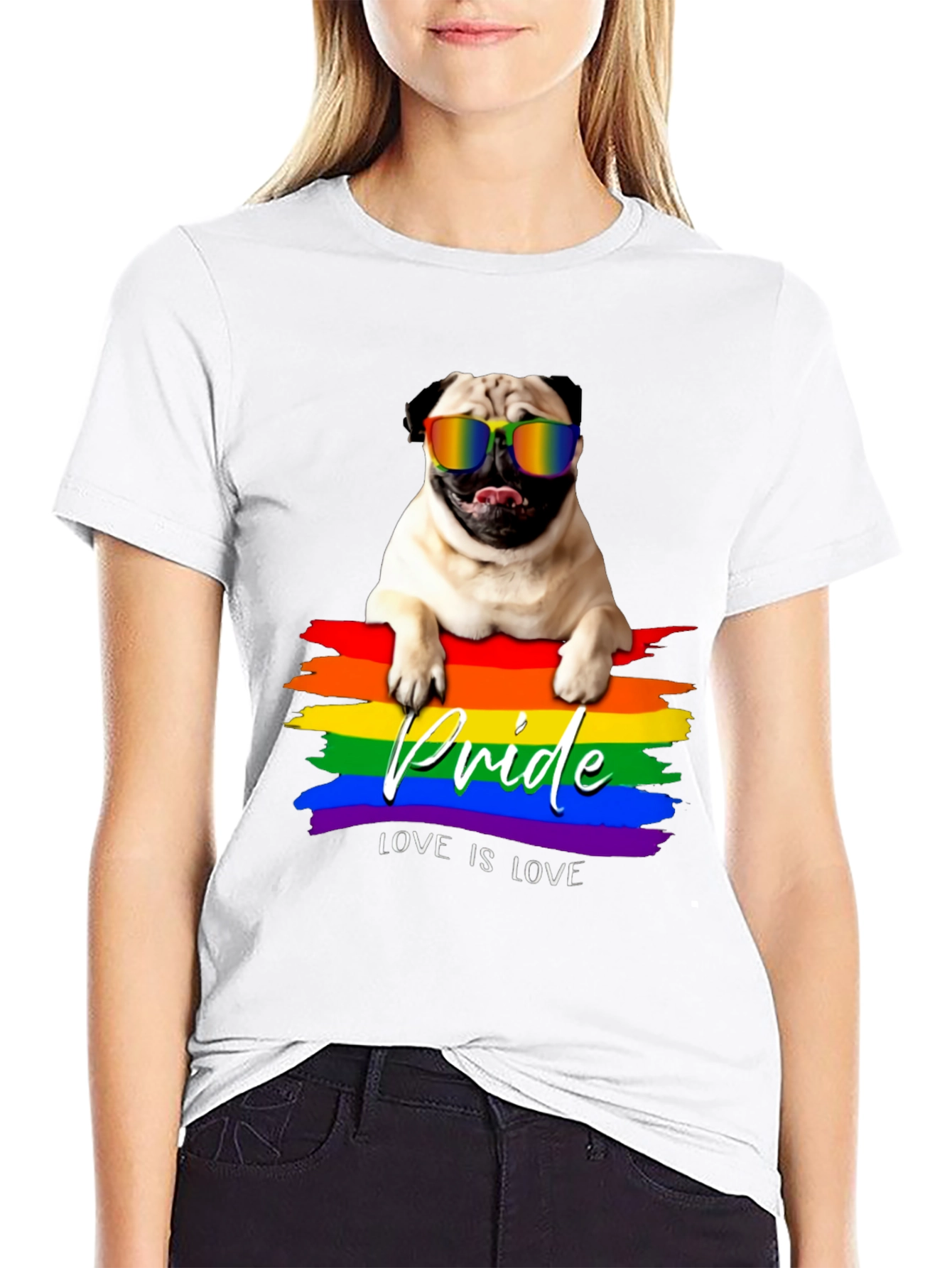 Pride Pug T-Shirt: Love is Love