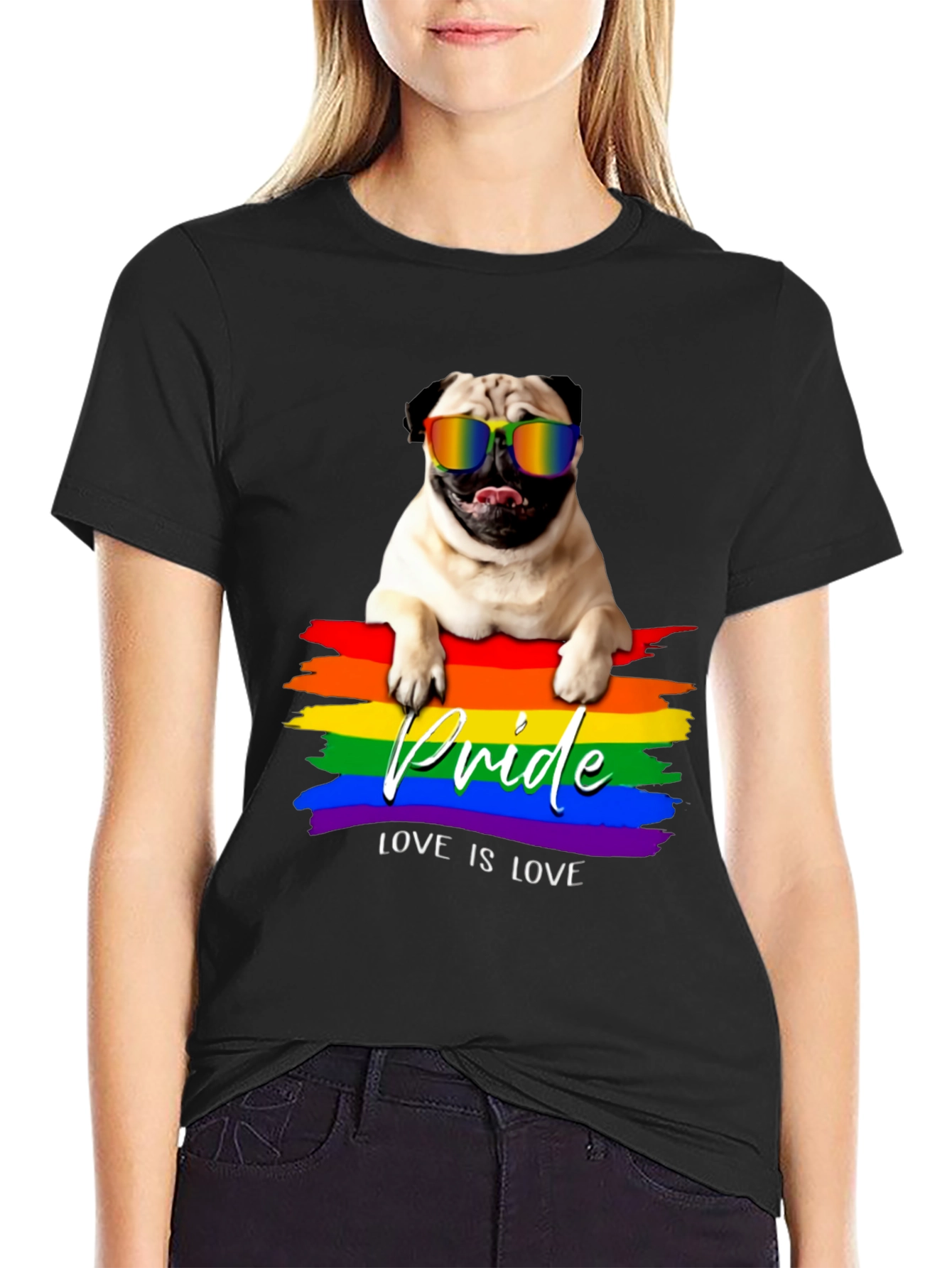 Pride Pug T-Shirt: Love is Love