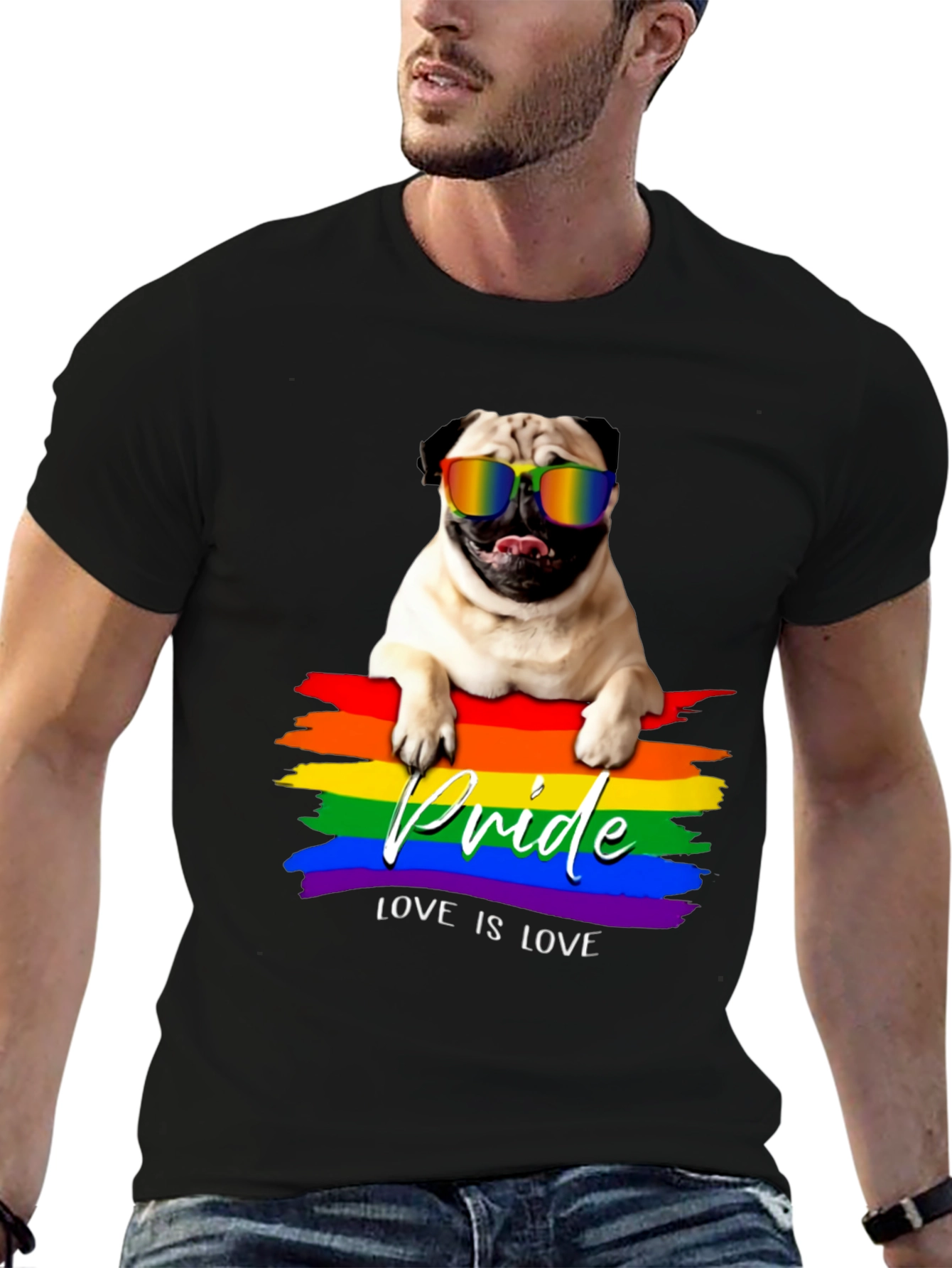 Pride Pug T-Shirt: Love is Love