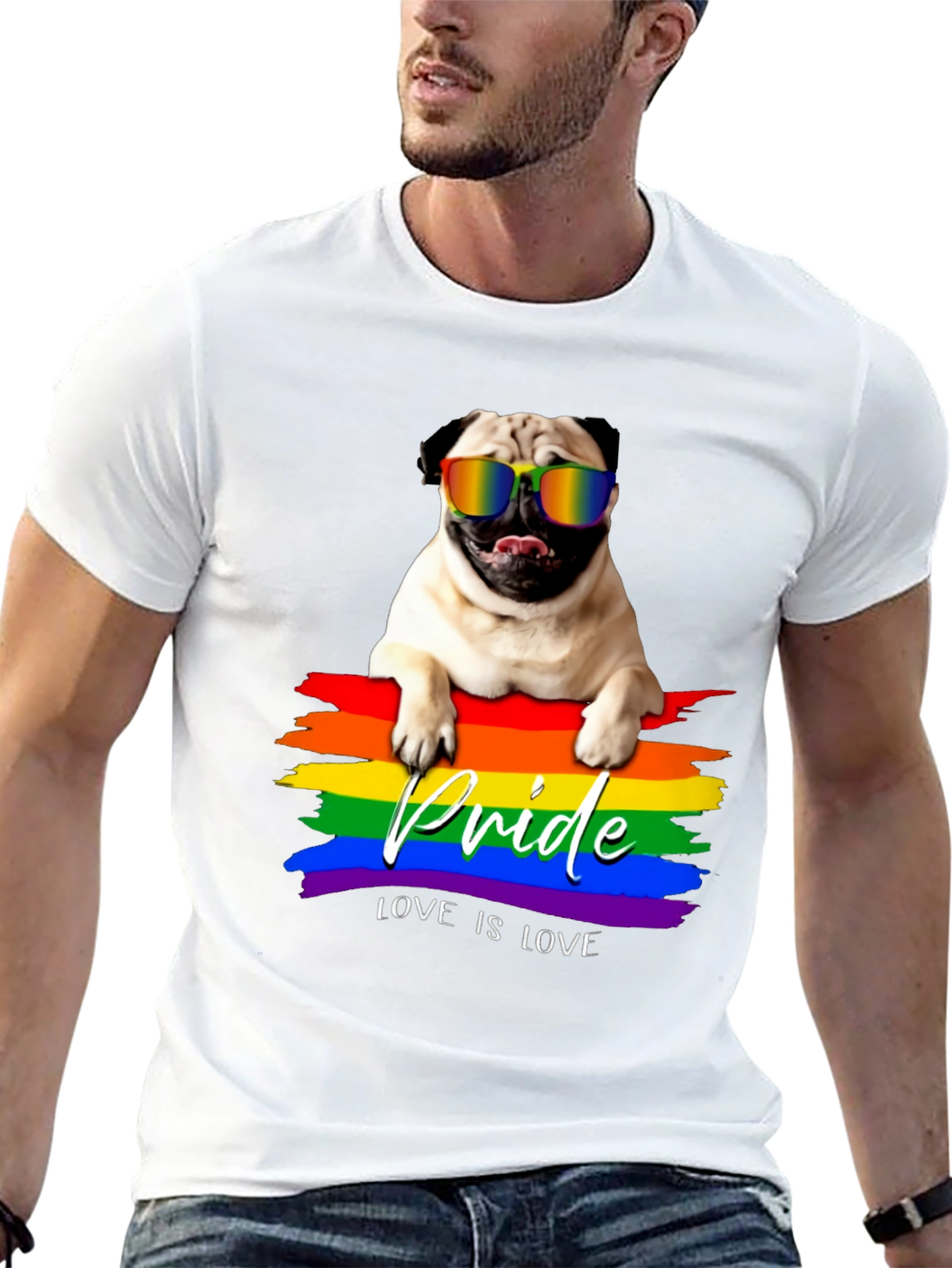 Pride Pug T-Shirt: Love is Love