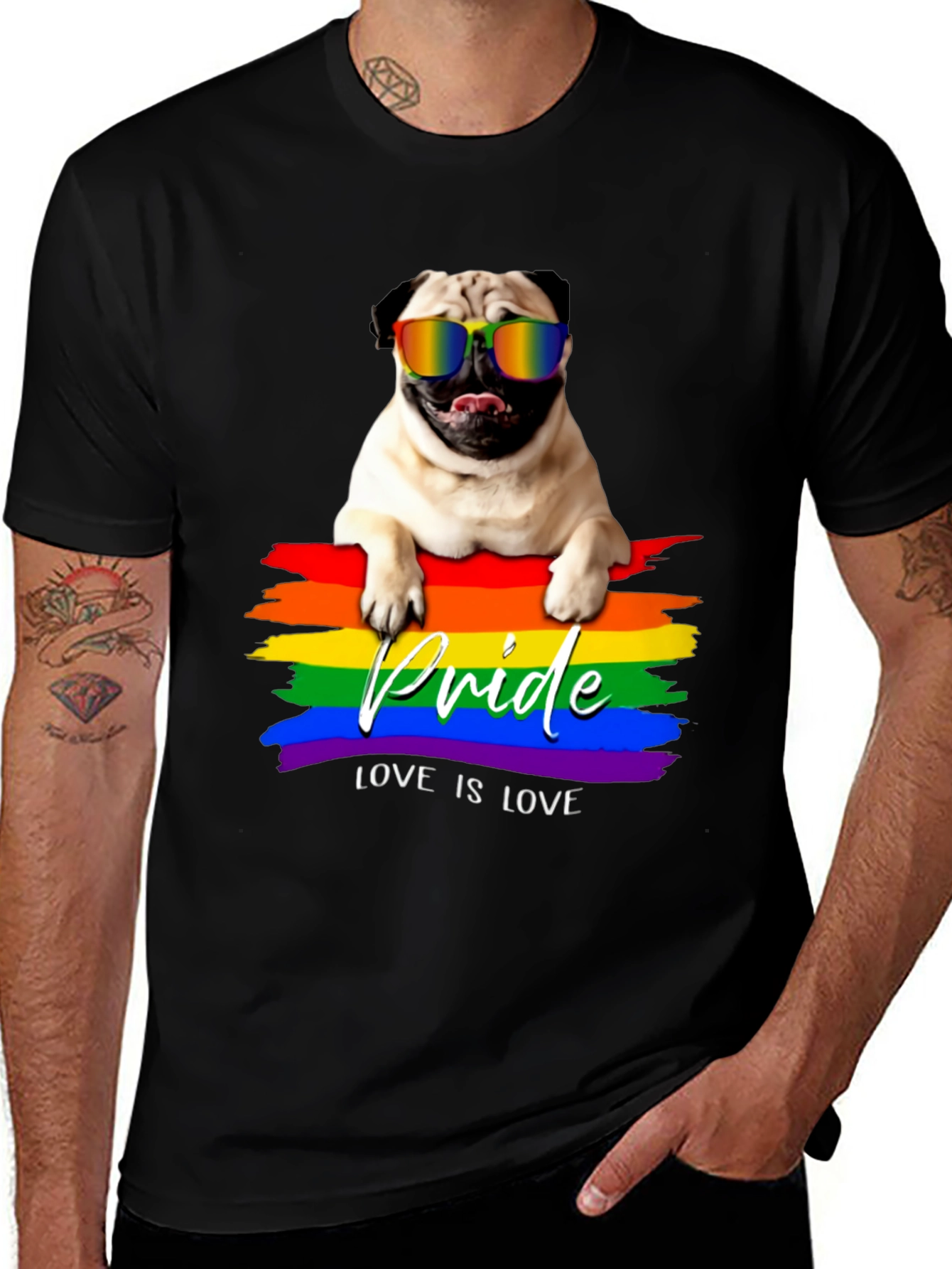 Pride Pug T-Shirt: Love is Love