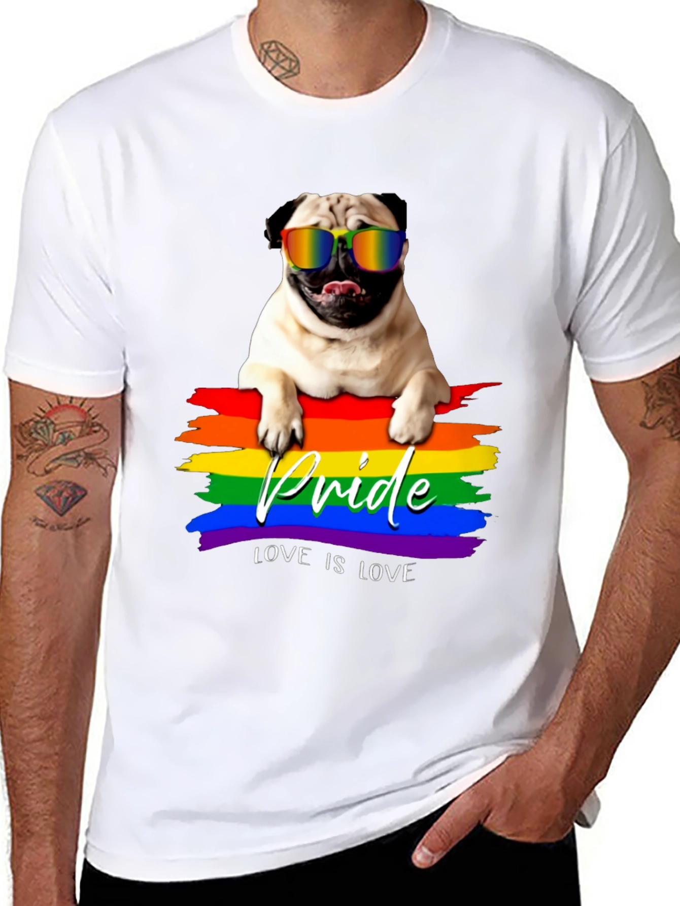 Pride Pug T-Shirt: Love is Love