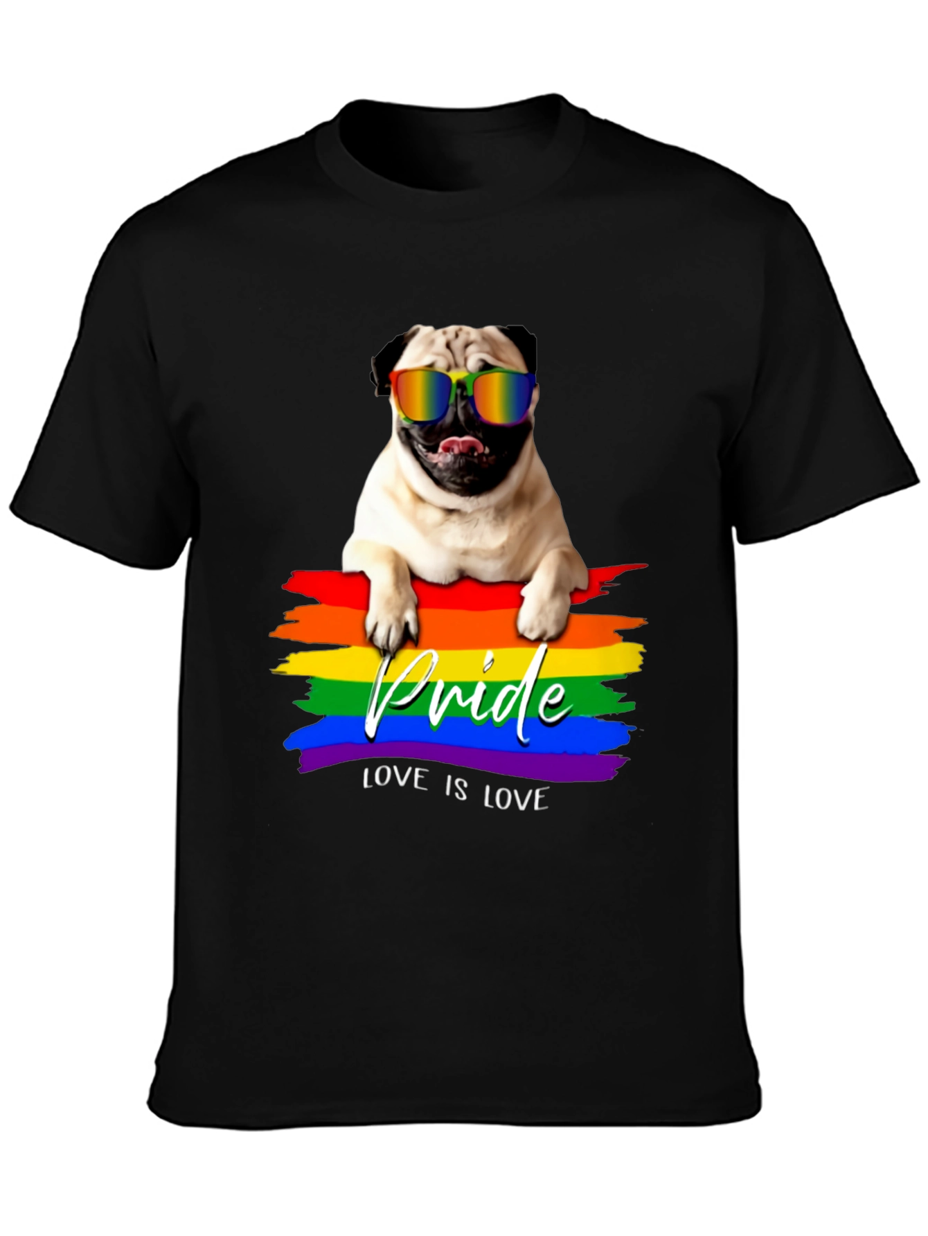 Pride Pug T-Shirt: Love is Love