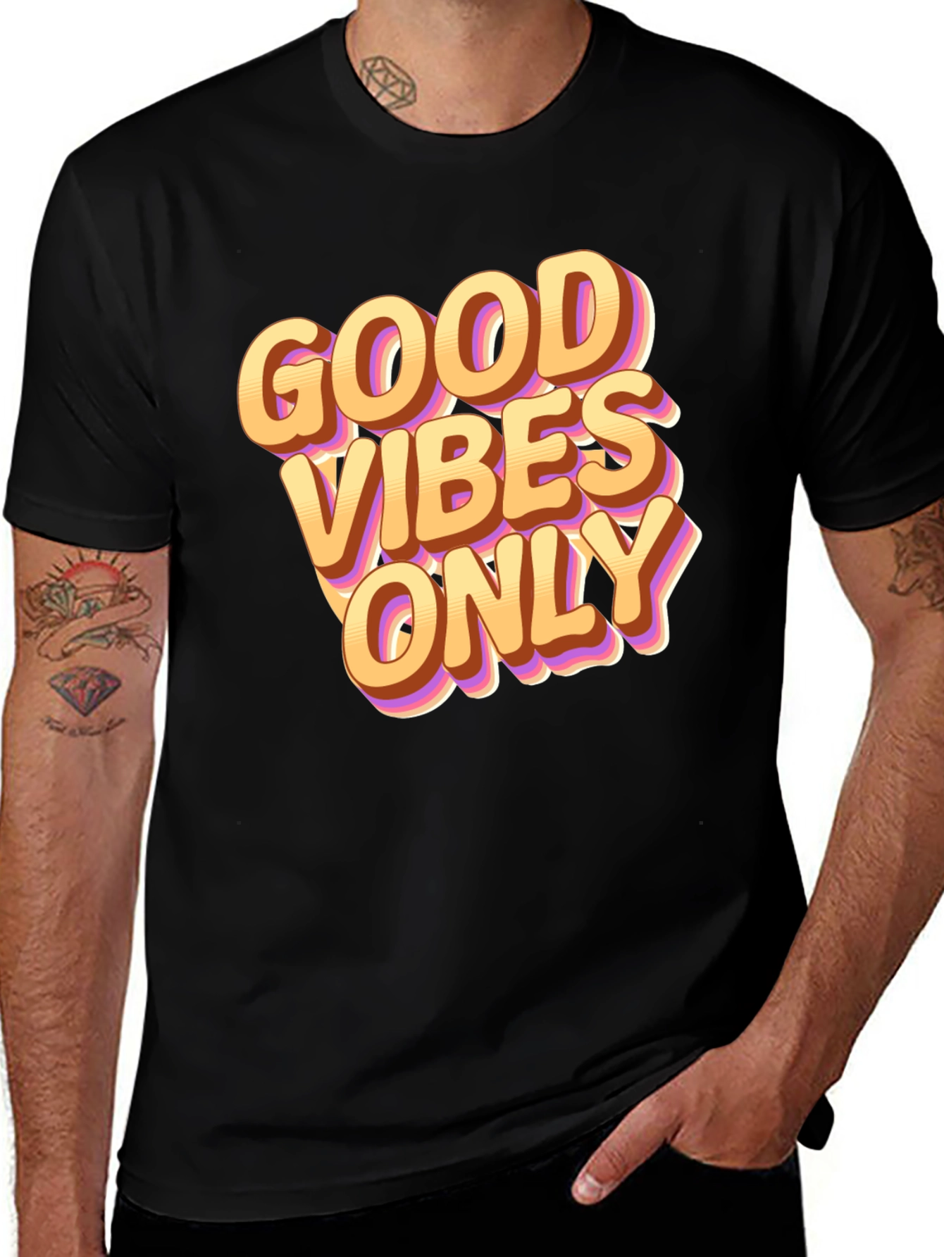 Good Vibes Only Graphic Tee - Black Casual T-Shirt