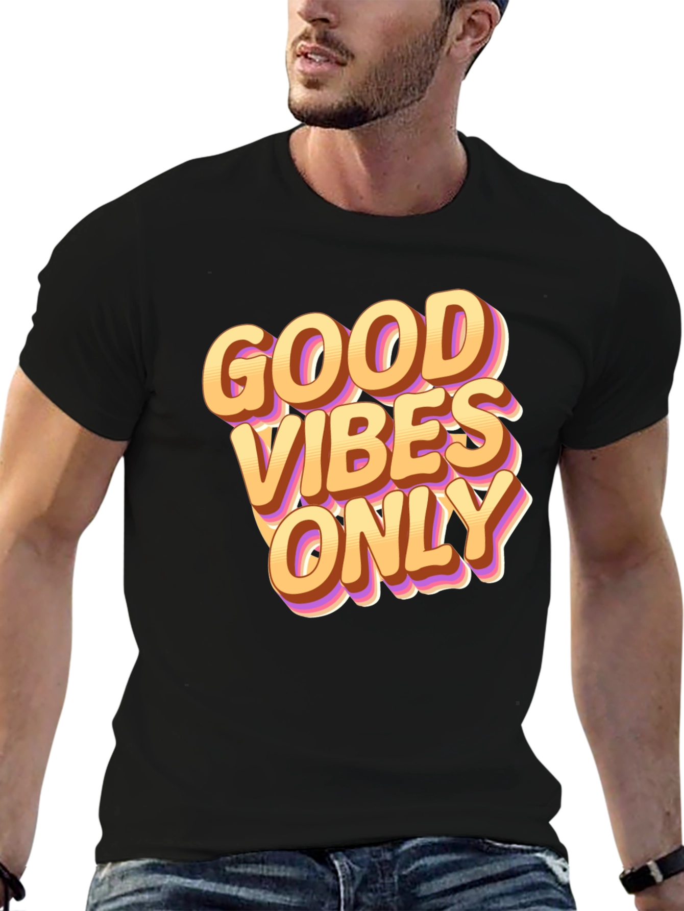Good Vibes Only Graphic Tee - Black Casual T-Shirt