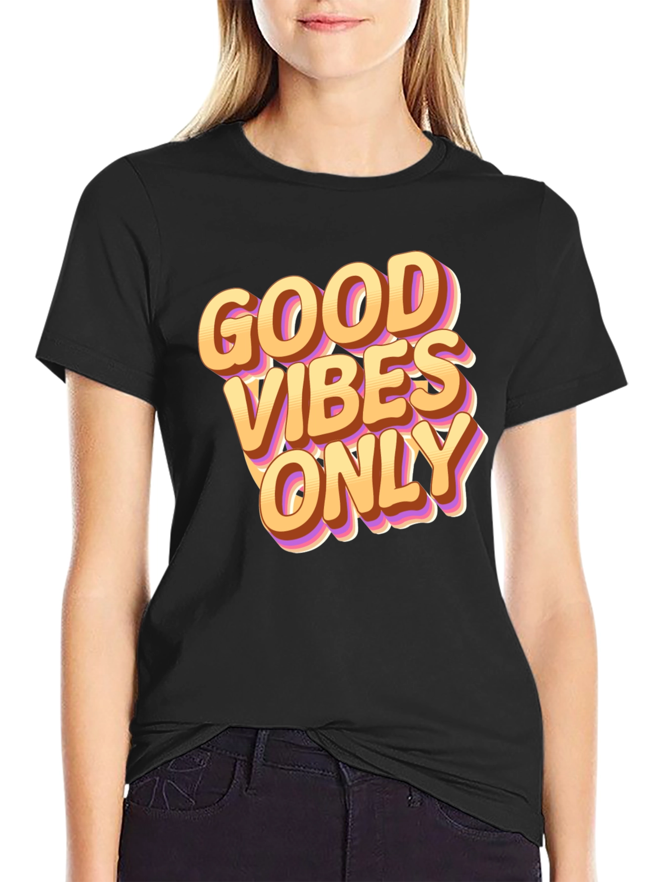Good Vibes Only Graphic Tee - Black Casual T-Shirt