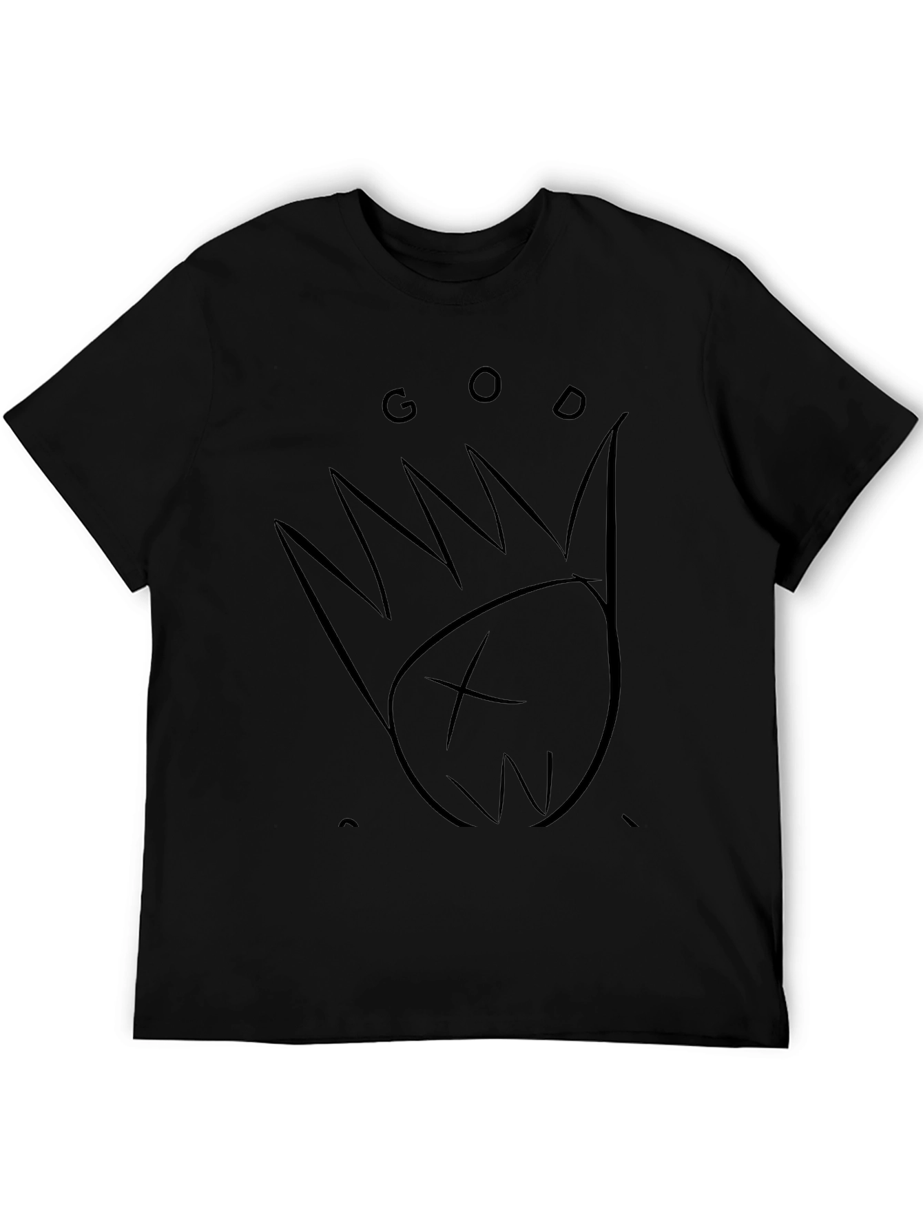 God Crown Graphic Print Black T-Shirt