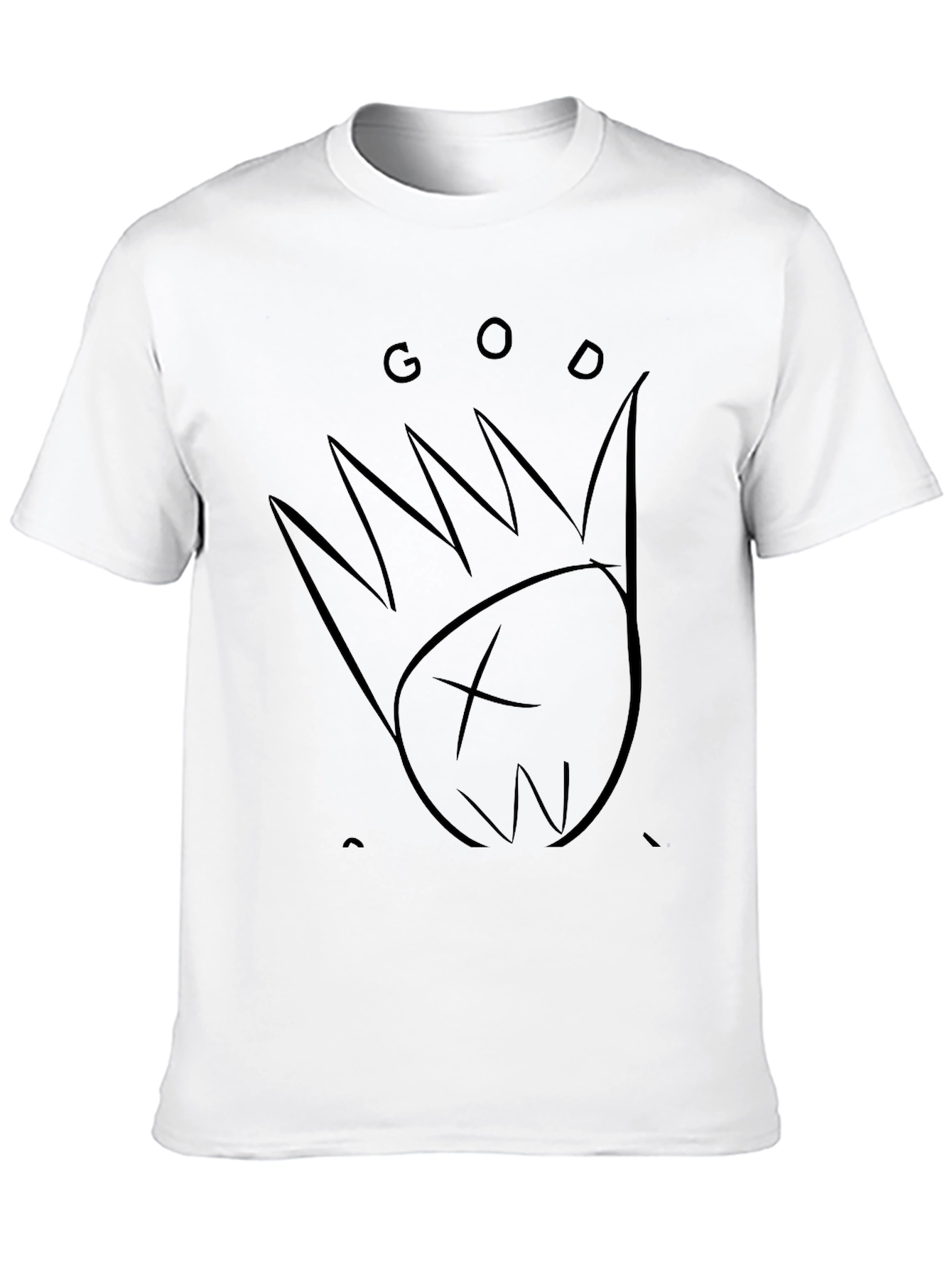 God Crown Graphic Print Black T-Shirt