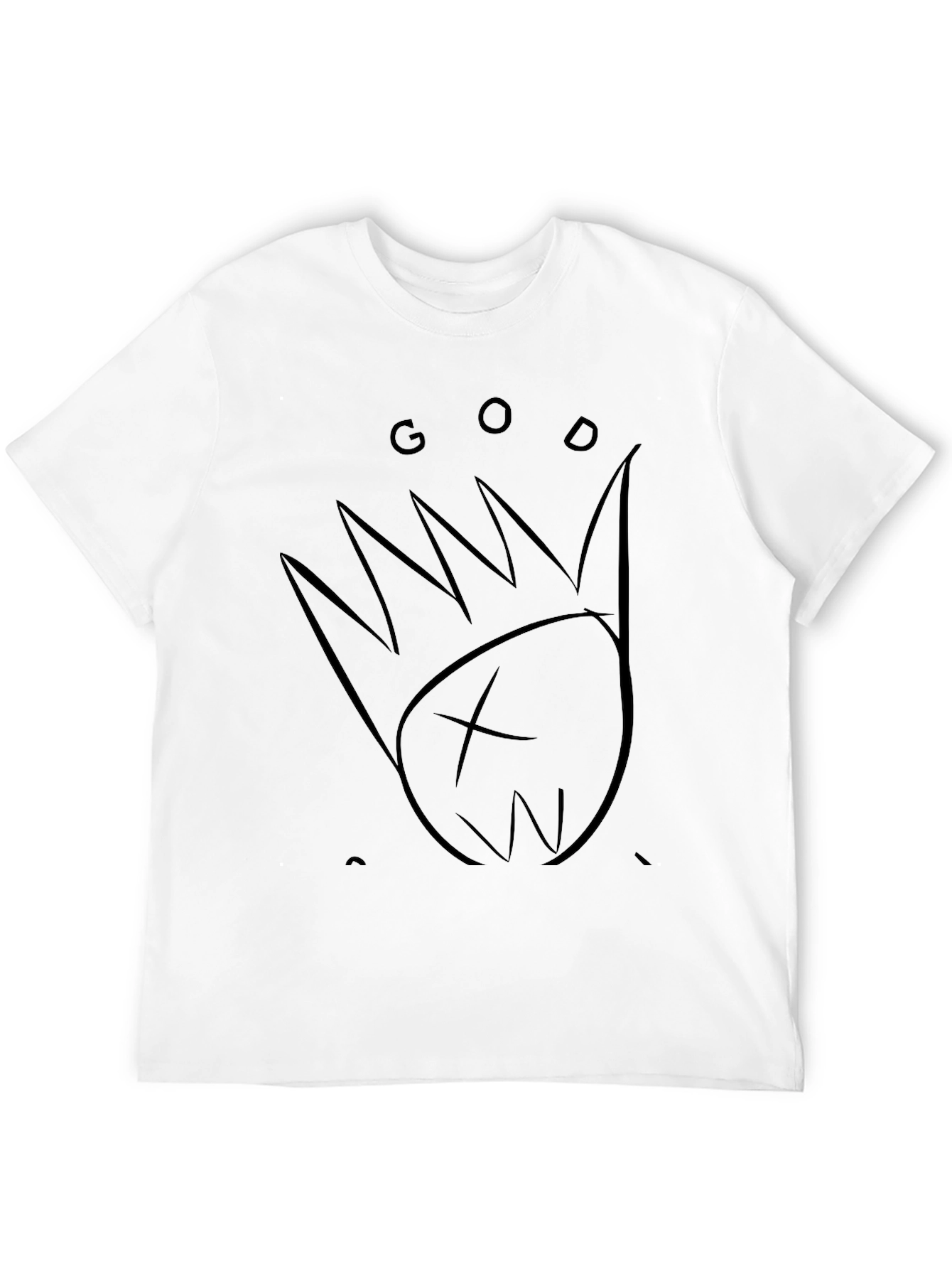 God Crown Graphic Print Black T-Shirt