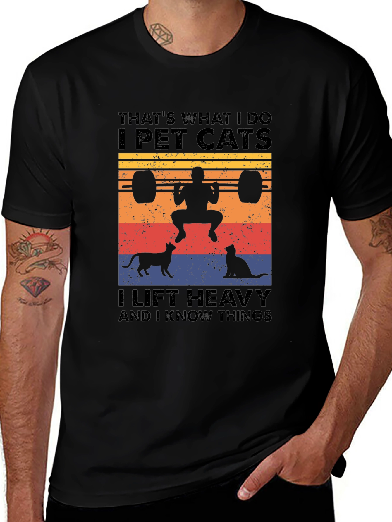 I Pet Cats T-Shirt - Funny Weightlifting Graphic Tee