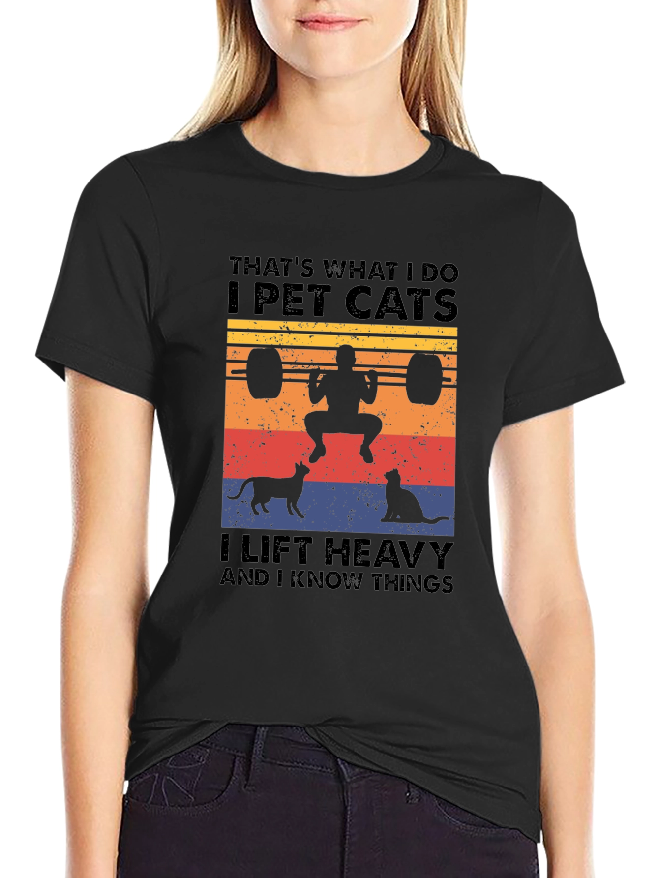 I Pet Cats T-Shirt - Funny Weightlifting Graphic Tee