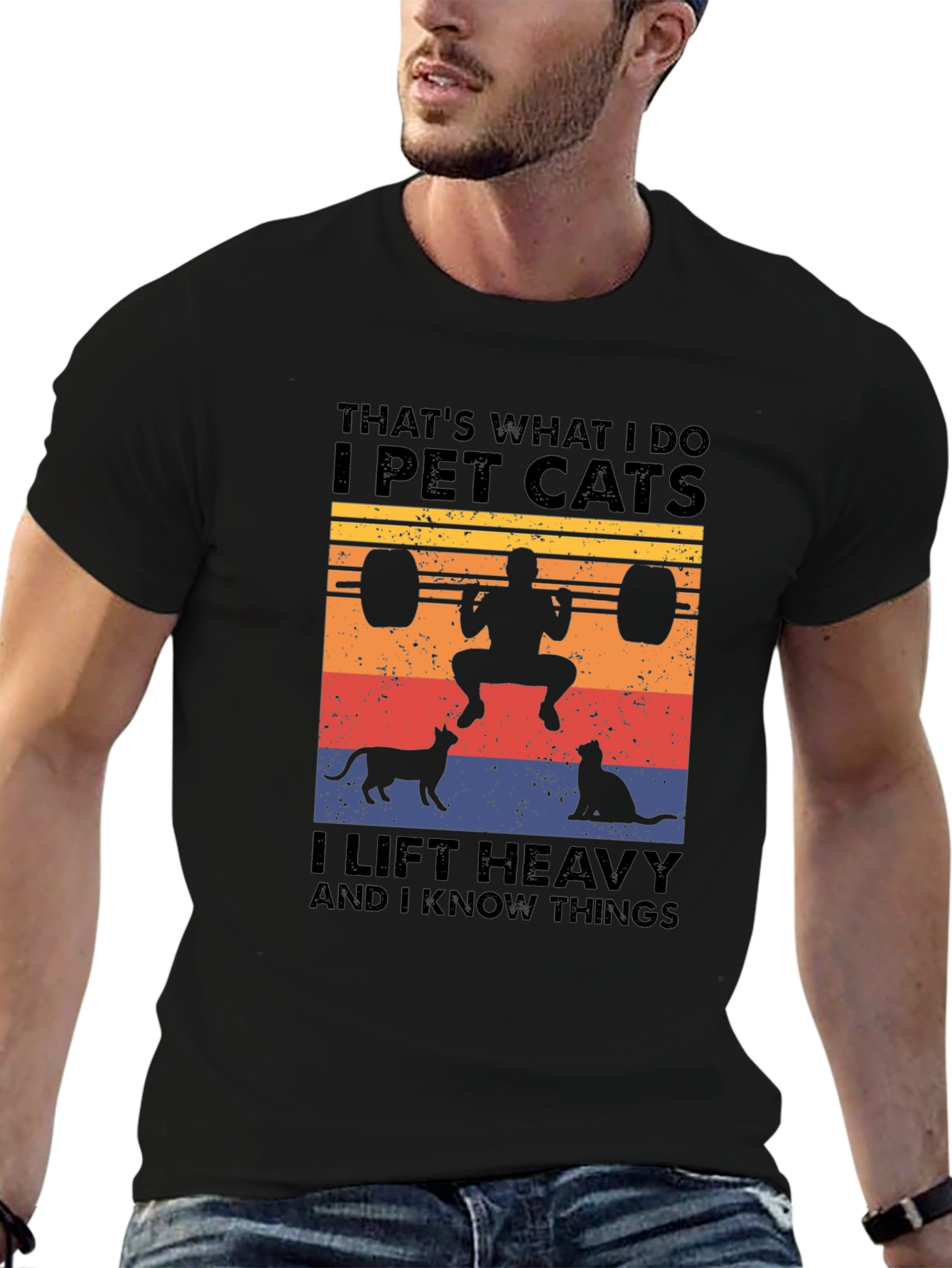 I Pet Cats T-Shirt - Funny Weightlifting Graphic Tee