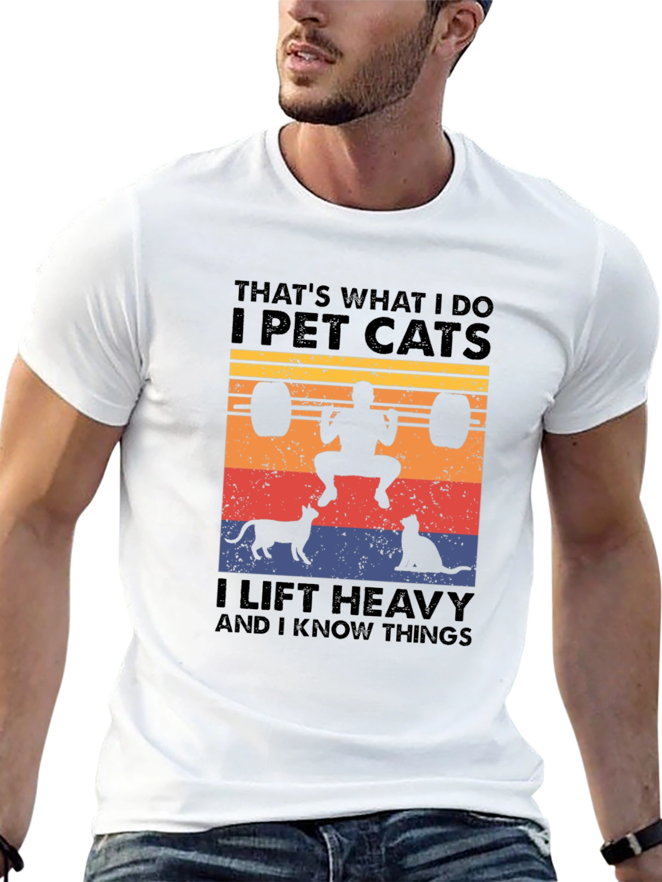 I Pet Cats T-Shirt - Funny Weightlifting Graphic Tee