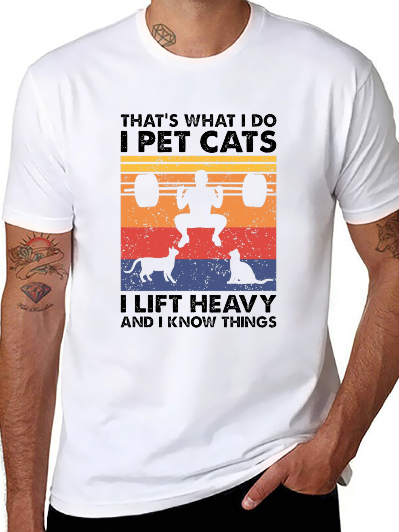 I Pet Cats T-Shirt - Funny Weightlifting Graphic Tee