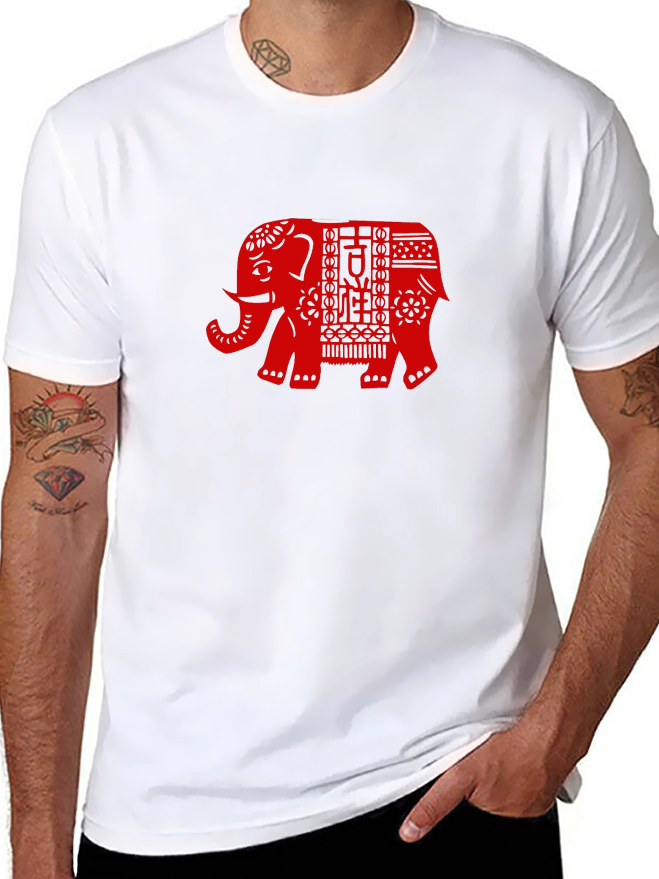 Elephant Graphic Tee - Black Cotton Shirt